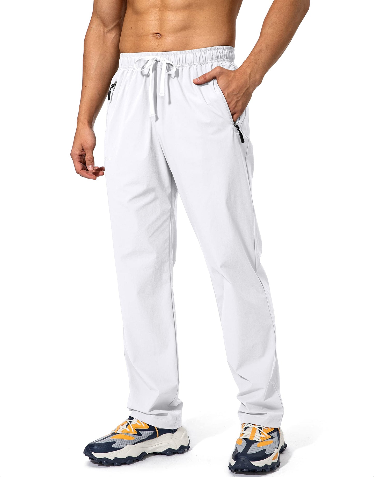 Pudolla Men's Workout Athletic Pants Elastic Waist Jogging Running Pants for Men with Zipper Pockets