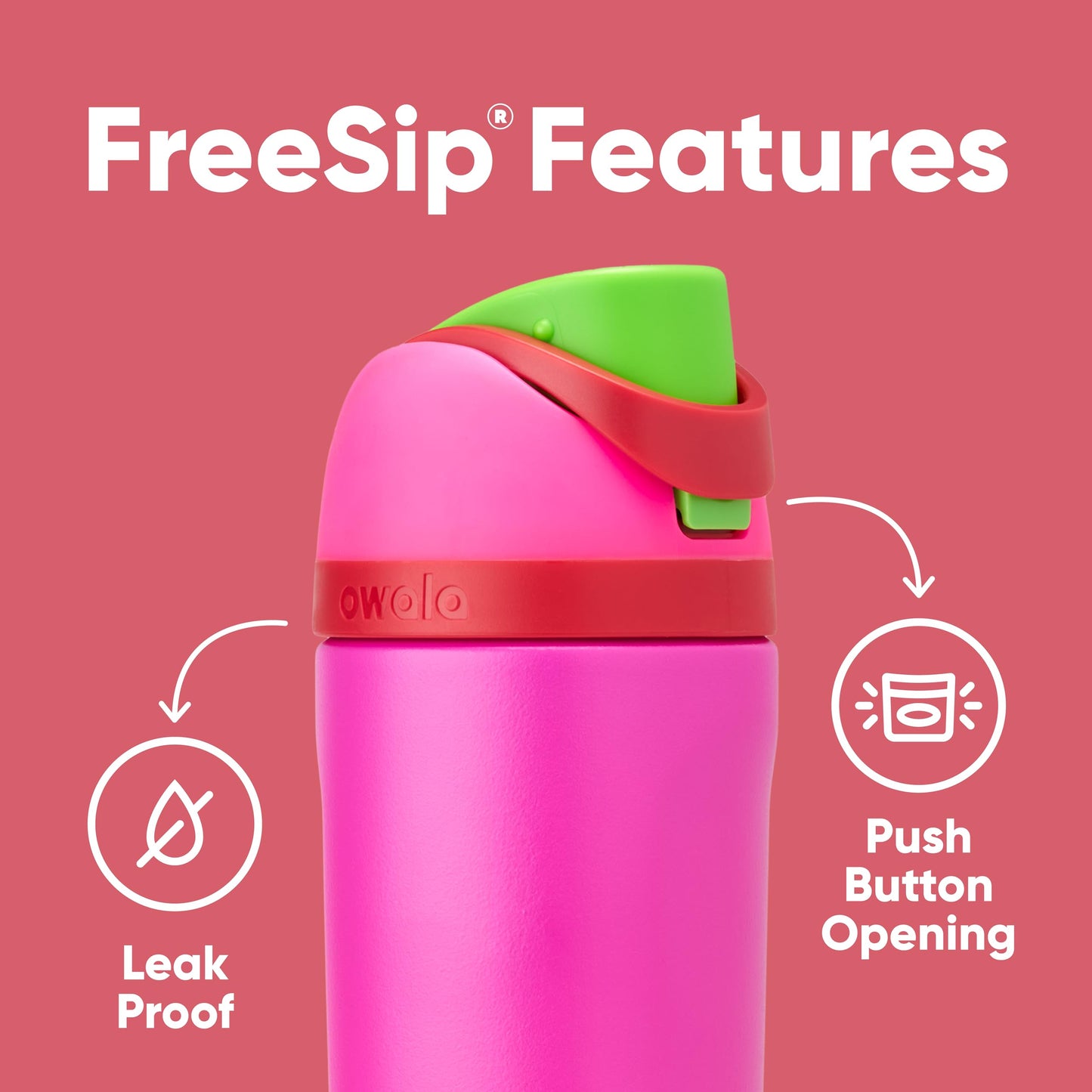 Owala FreeSip Insulated Stainless Steel Water Bottle with Straw for Sports, Travel, and School BPA-Free Sports Water Bottle, 24 oz, Very, Very Dark