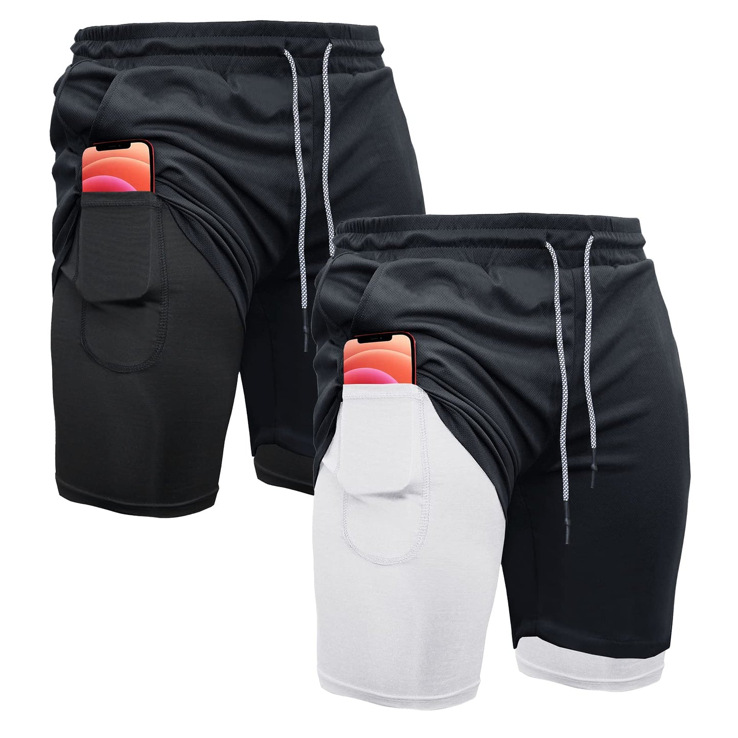 OEBLD Mens Athletic Shorts 2-in-1 Gym Workout Running 7'' Shorts with Towel Loop