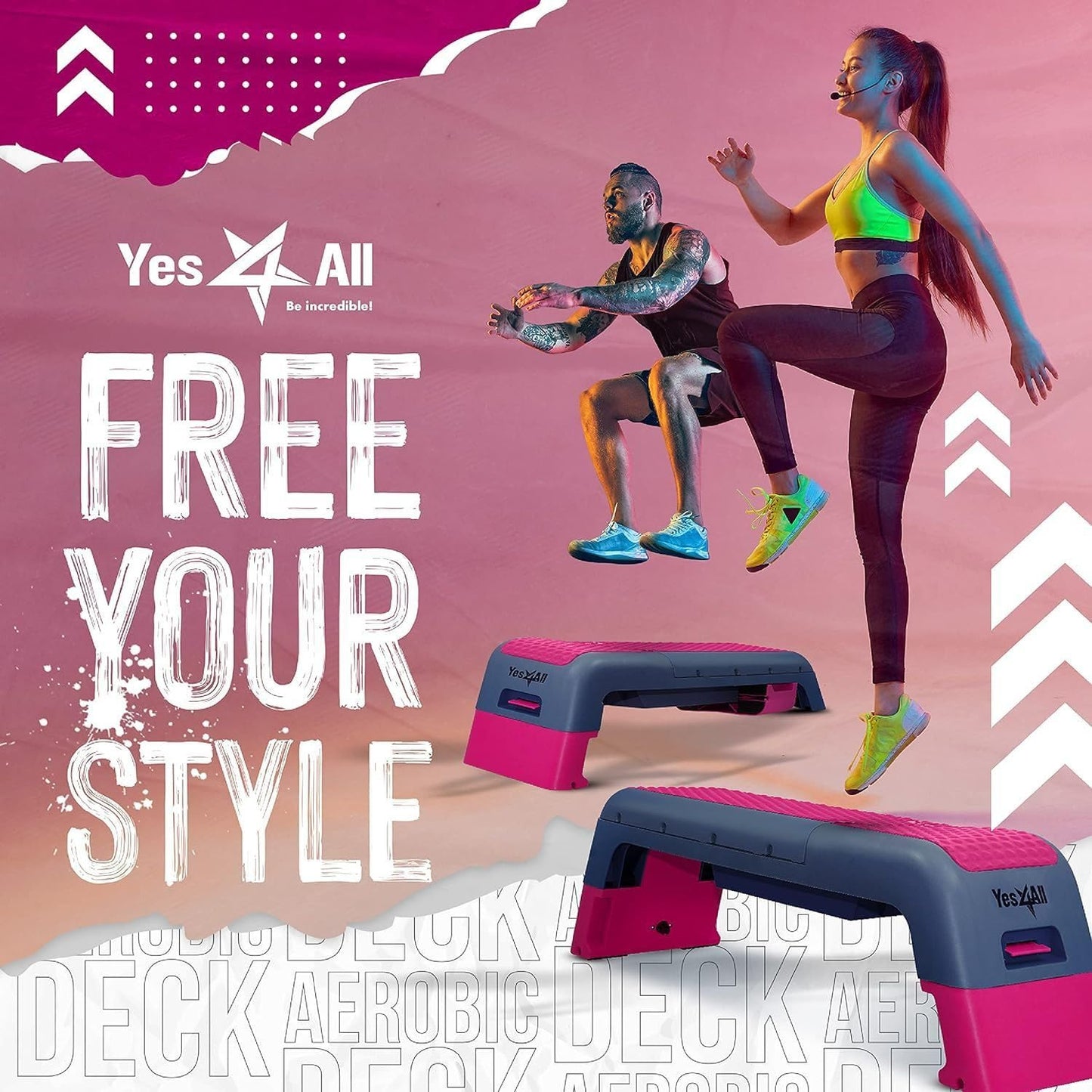 Yes4All Multifunctional Aerobic Deck - Versatile Fitness Station, Weight Bench, Aerobic Stepper, Plyometrics Box for Cardio Workouts and Strength Training