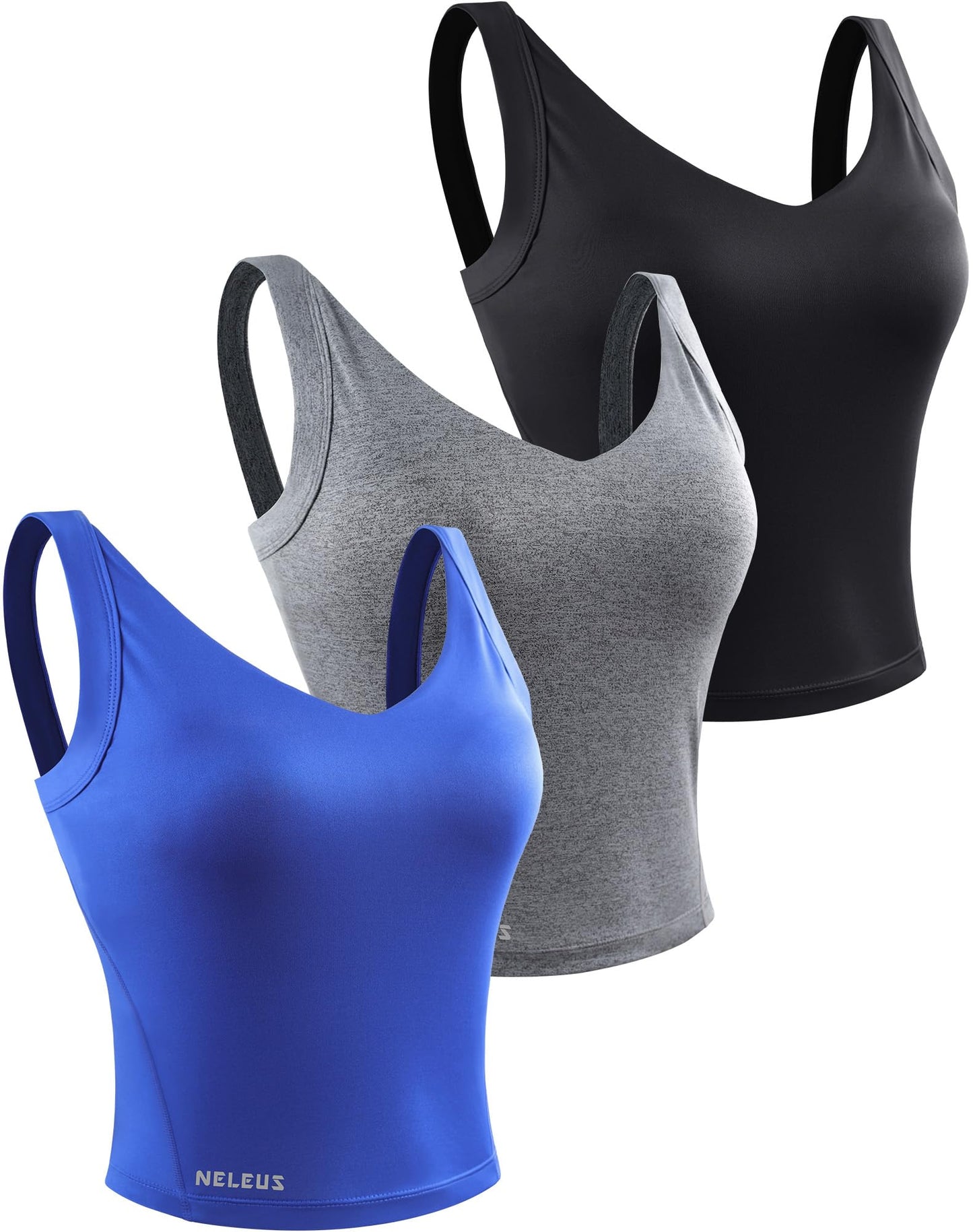 NELEUS Women's 3 Pack Athletic Compression Tank Top with Sport Bra Running Shirt