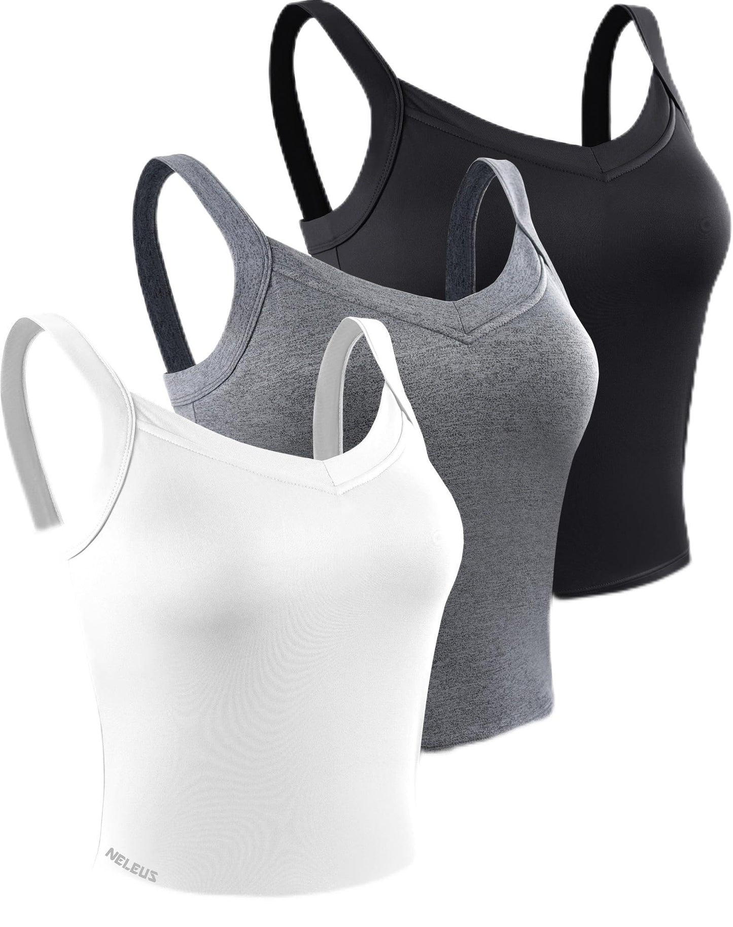 NELEUS Women's 3 Pack Athletic Compression Tank Top with Sport Bra Running Shirt