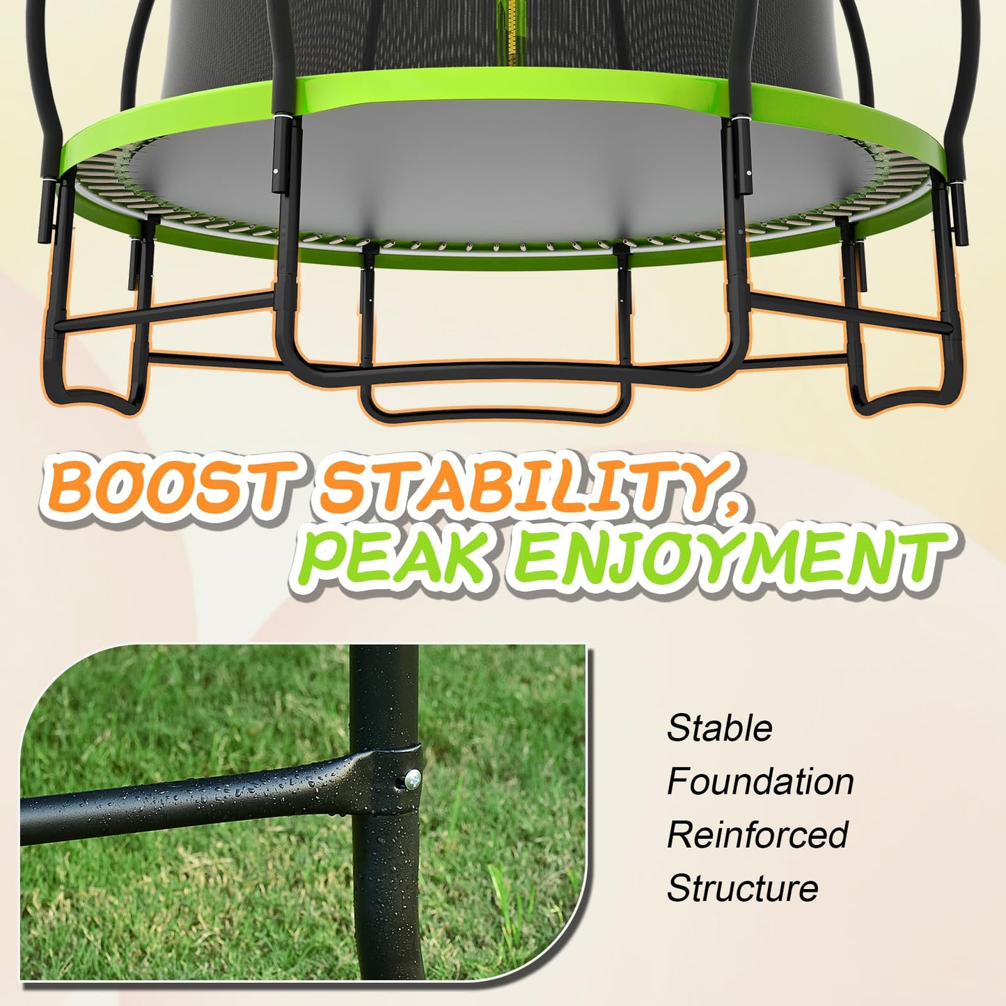 CalmMax 10FT 12FT 14FT 16FT Trampoline with Enclosure Recreational Trampolines with Ladder - ASTM Approval- Outdoor Trampoline for Kid Adults