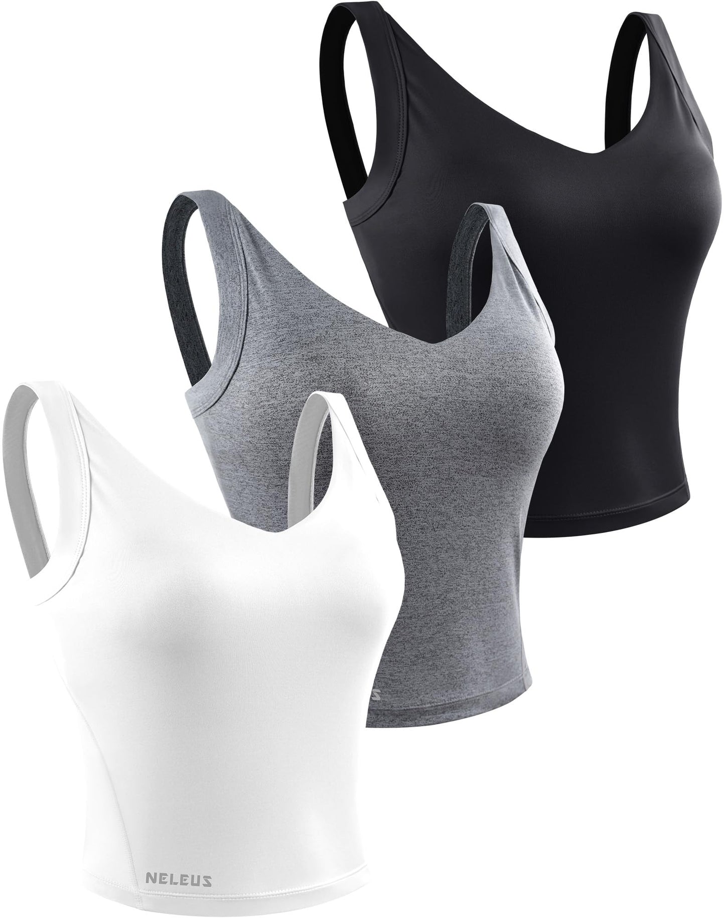 NELEUS Women's 3 Pack Athletic Compression Tank Top with Sport Bra Running Shirt