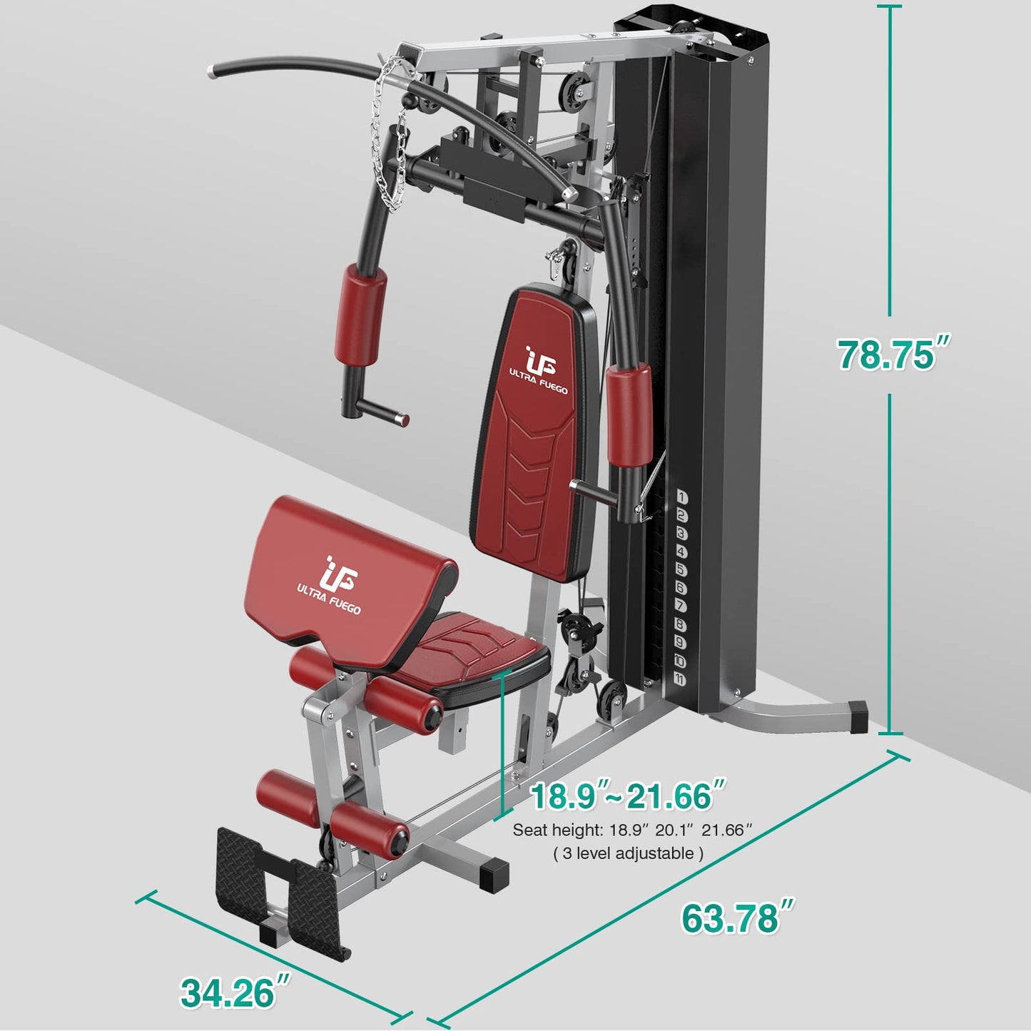 Multifunctional Home Gym Equipment Workout Station with Pulley System, Arm, and Leg Developer for Full Body Training