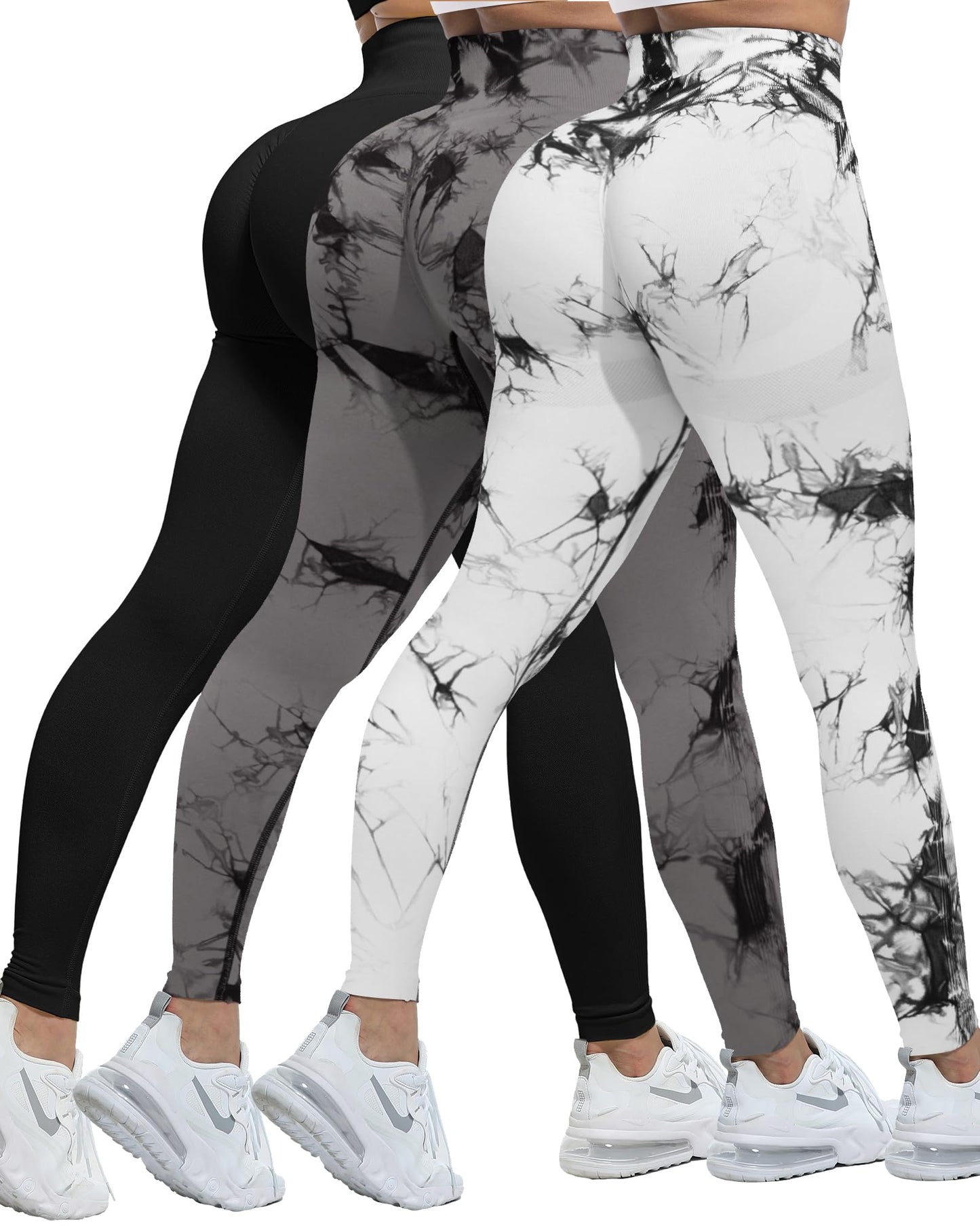 CHRLEISURE 3 Piece Workout Leggings Sets for Women, Gym Scrunch Butt Butt Lifting Seamless Leggings