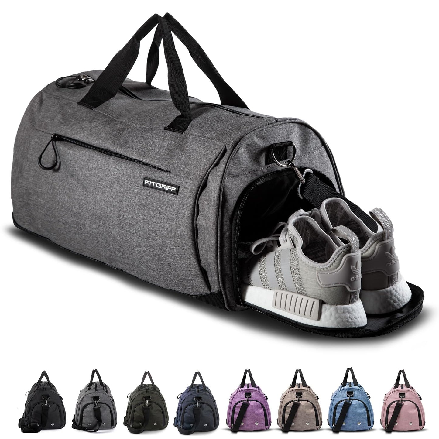 Fitgriff® Gym Bag for Men & Women with Shoe & Wet Compartment - Duffle Bag for Travel, Sports, Fitness & Workout