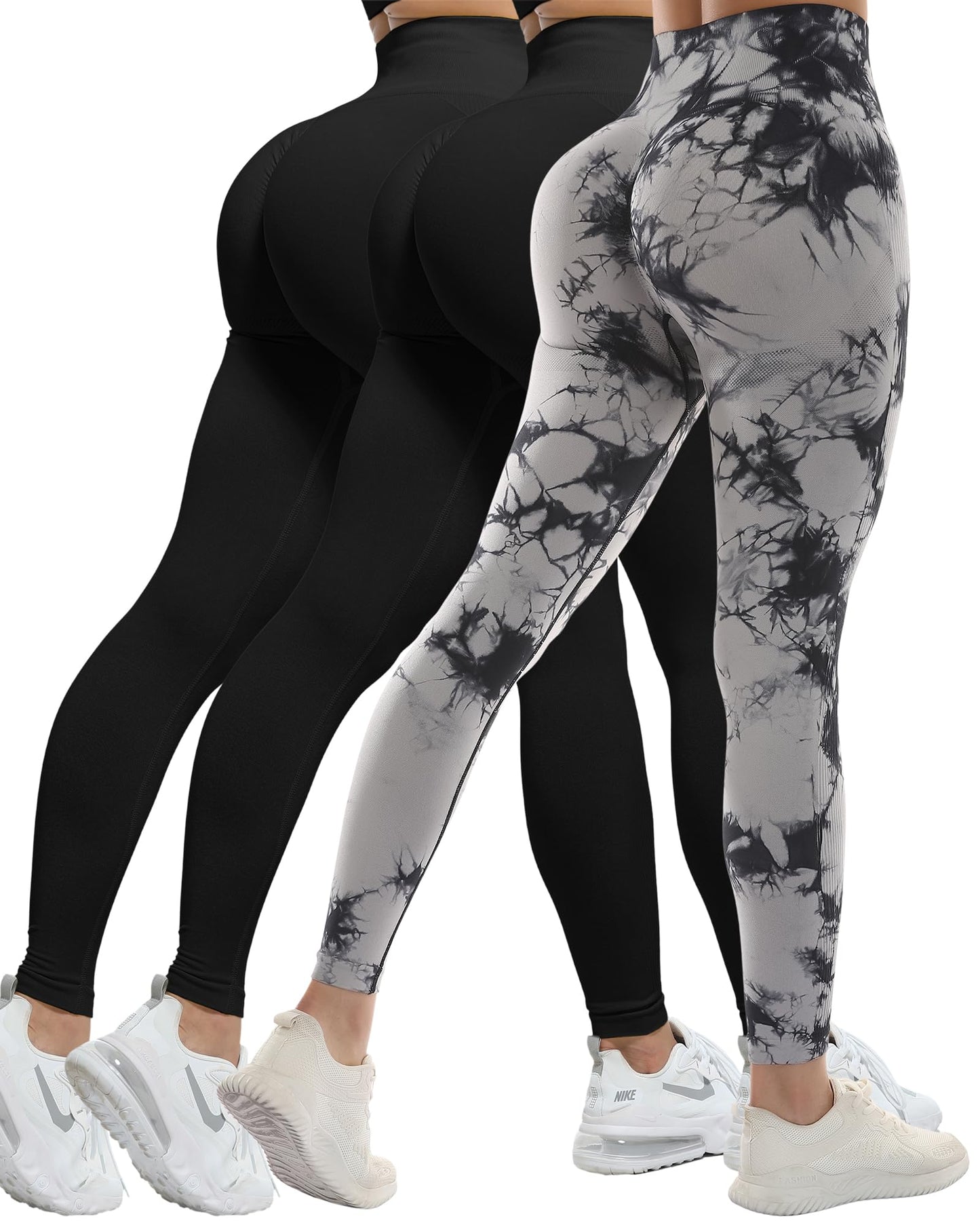 CHRLEISURE 3 Piece Workout Leggings Sets for Women, Gym Scrunch Butt Butt Lifting Seamless Leggings