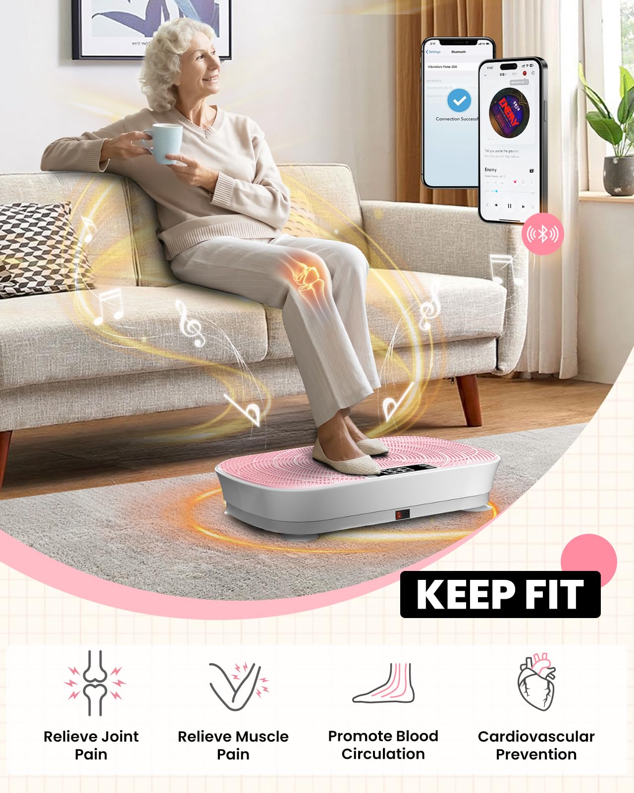 Vibration Plate Exercise Machine - Bluetooth Music & 400LBS Capacity Vibration Plate for Lymphatic Drainage & Weight Loss with 99 Speed Levels, Whole Body Waver Vibration Plate for Home Fitness