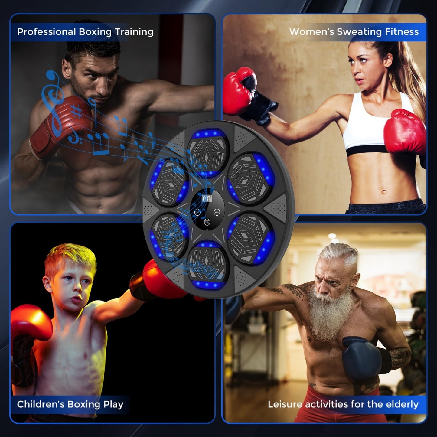 Music Boxing Machine, Boxing Wall Mount Machine for Kids Adult, Bluetooth Smart Boxing Traineing Machine with Boxing Gloves, Boxing Workout Equipment Target for Home, Office, Gym (Upgrade)