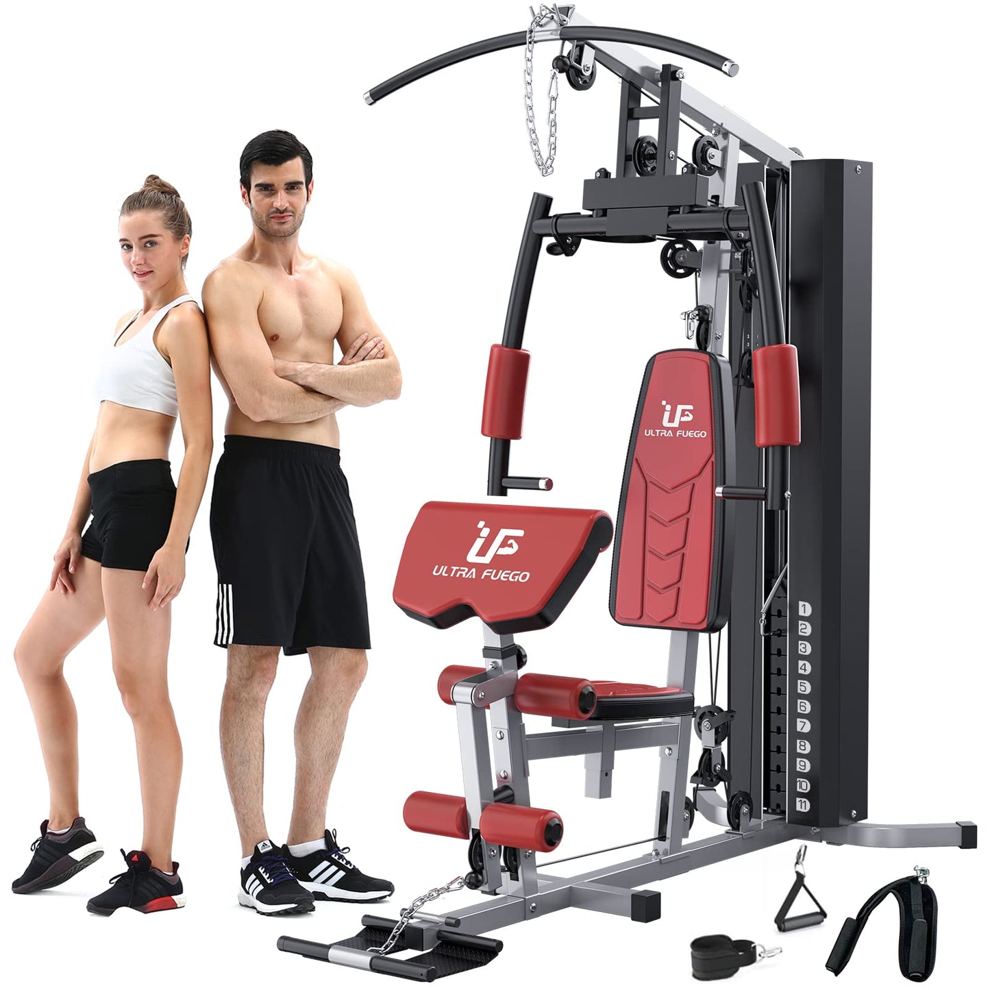 Multifunctional Home Gym Equipment Workout Station with Pulley System, Arm, and Leg Developer for Full Body Training