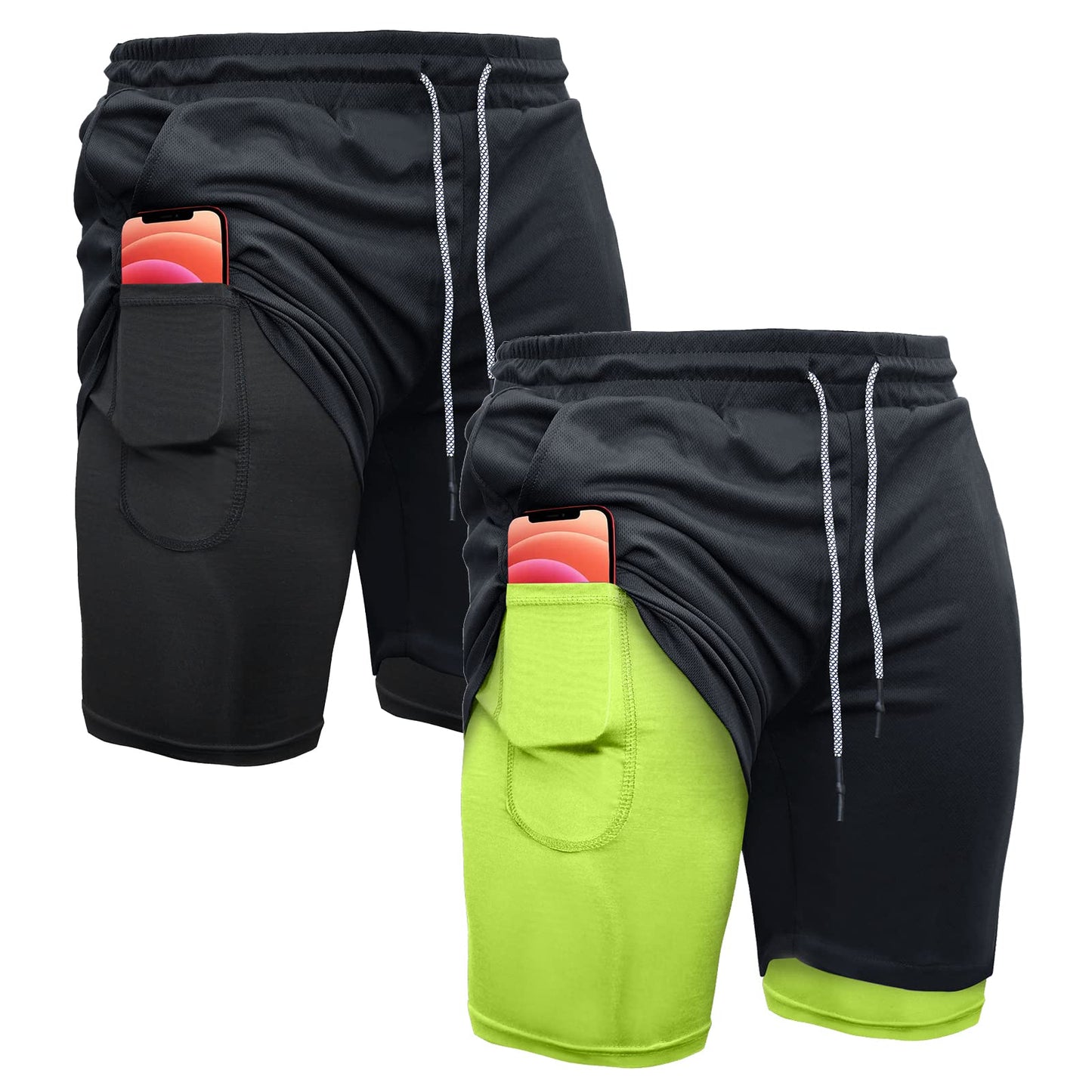 OEBLD Mens Athletic Shorts 2-in-1 Gym Workout Running 7'' Shorts with Towel Loop