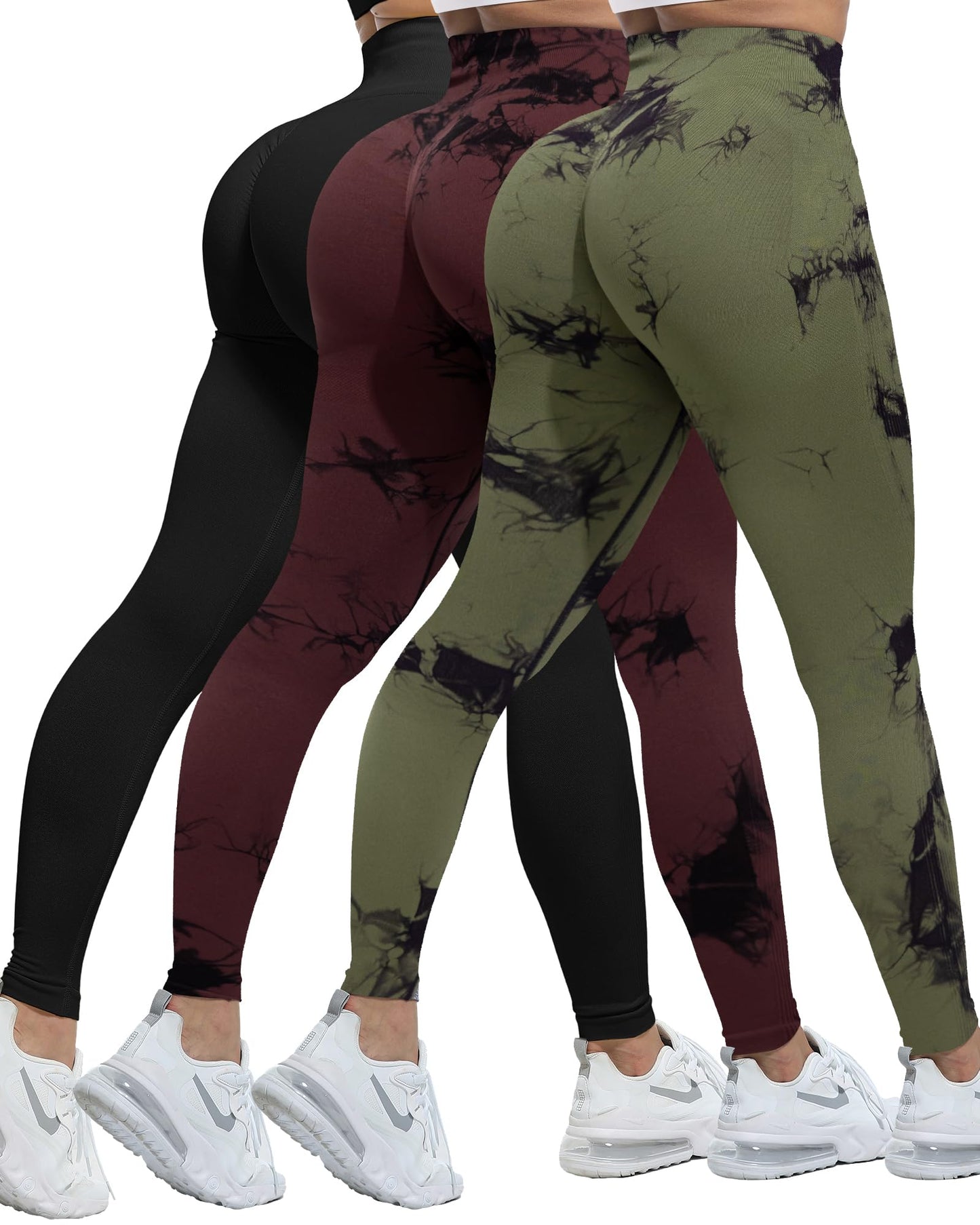 CHRLEISURE 3 Piece Workout Leggings Sets for Women, Gym Scrunch Butt Butt Lifting Seamless Leggings