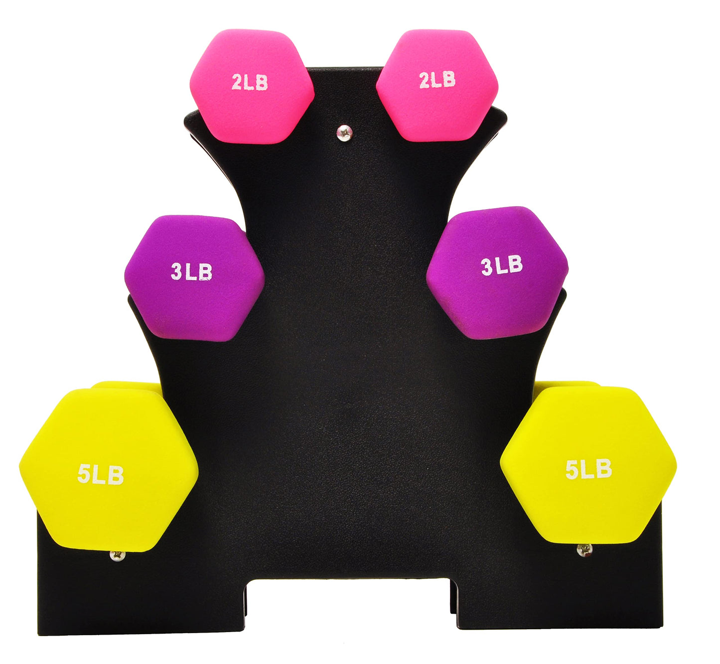 Neoprene Dumbbell Hand Weights, Anti-Slip, Anti-roll, Hex Shape Colorful, Pair or Set with Stand