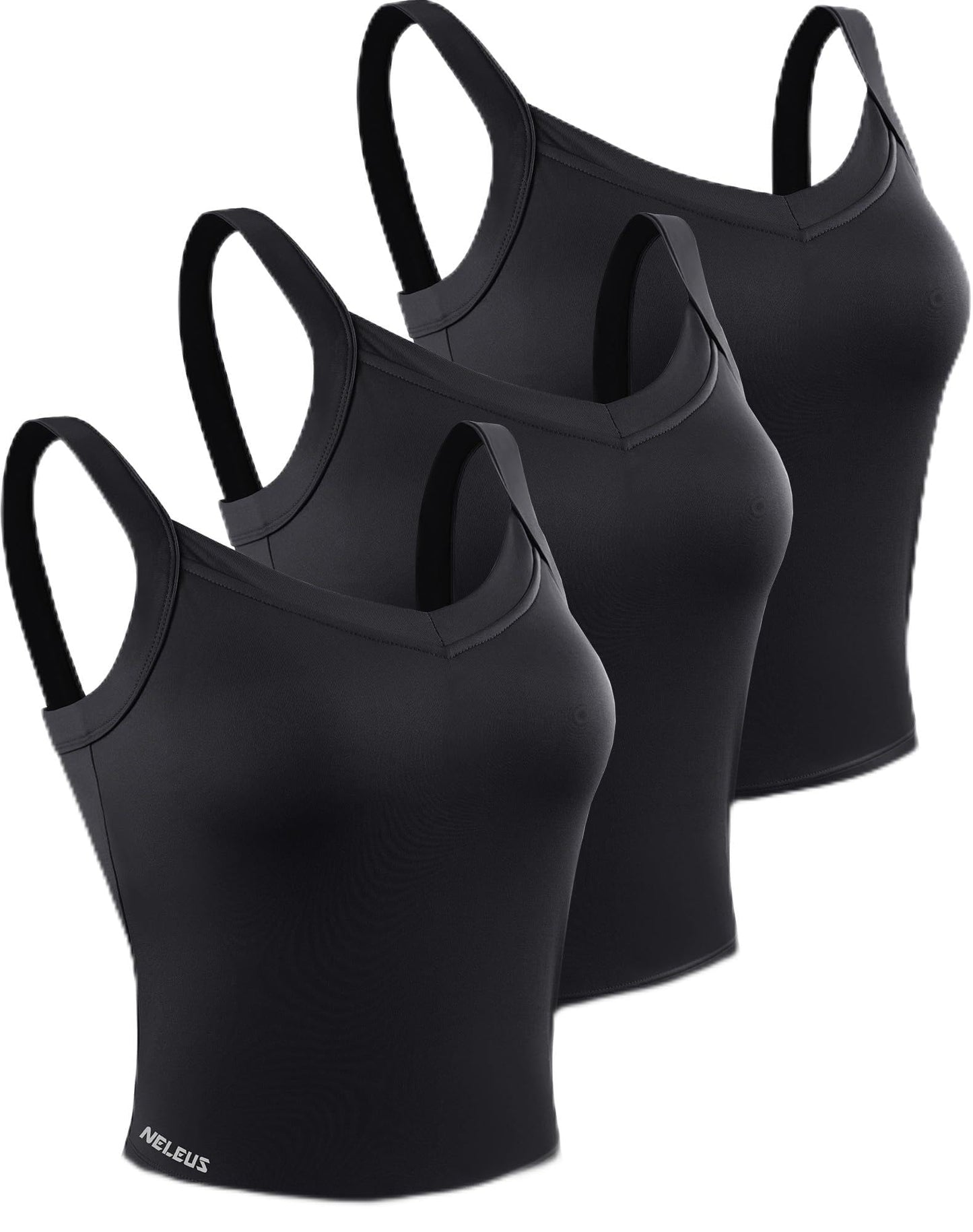 NELEUS Women's 3 Pack Athletic Compression Tank Top with Sport Bra Running Shirt