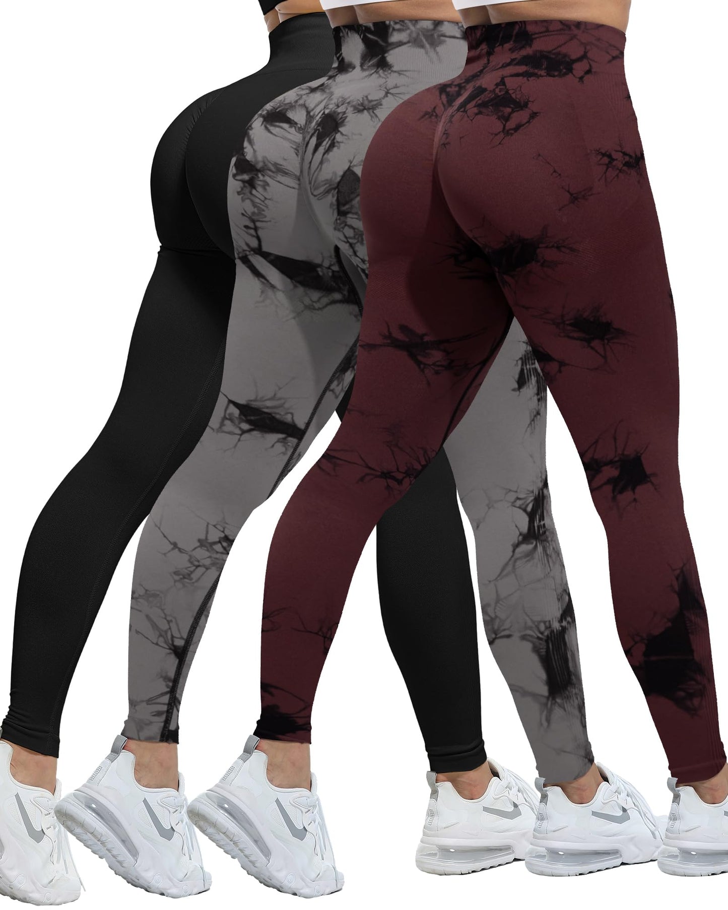 CHRLEISURE 3 Piece Workout Leggings Sets for Women, Gym Scrunch Butt Butt Lifting Seamless Leggings