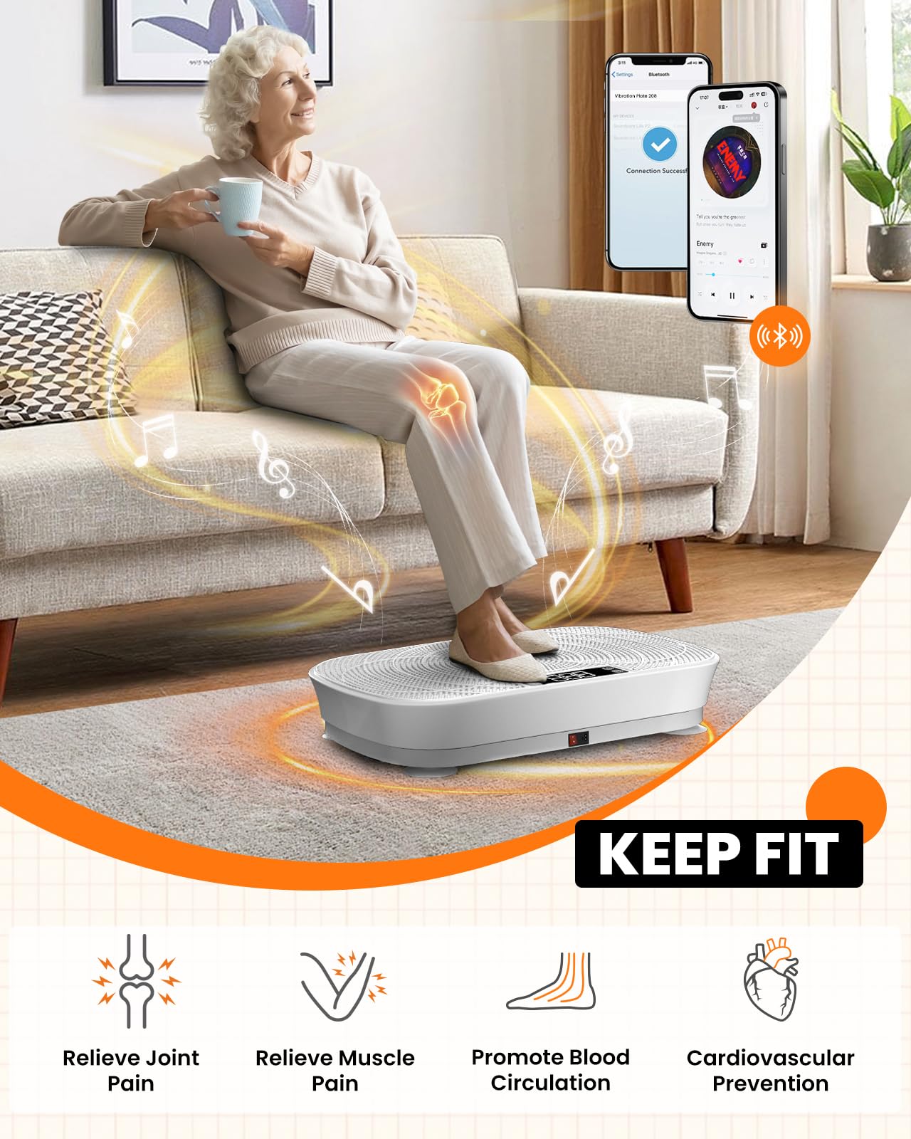 Vibration Plate Exercise Machine - Bluetooth Music & 400LBS Capacity Vibration Plate for Lymphatic Drainage & Weight Loss with 99 Speed Levels, Whole Body Waver Vibration Plate for Home Fitness