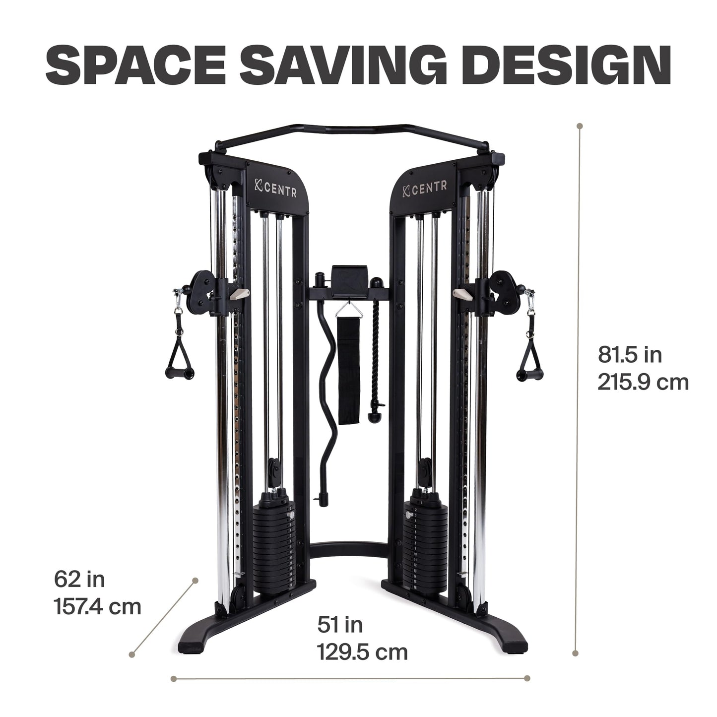 Centr Home Gym Functional Trainer - Multifunctional Cable Machine Home Gym System - Workout Weight Machine for Strength Training - Full Body Compact Exercise & Fitness Equipment Set