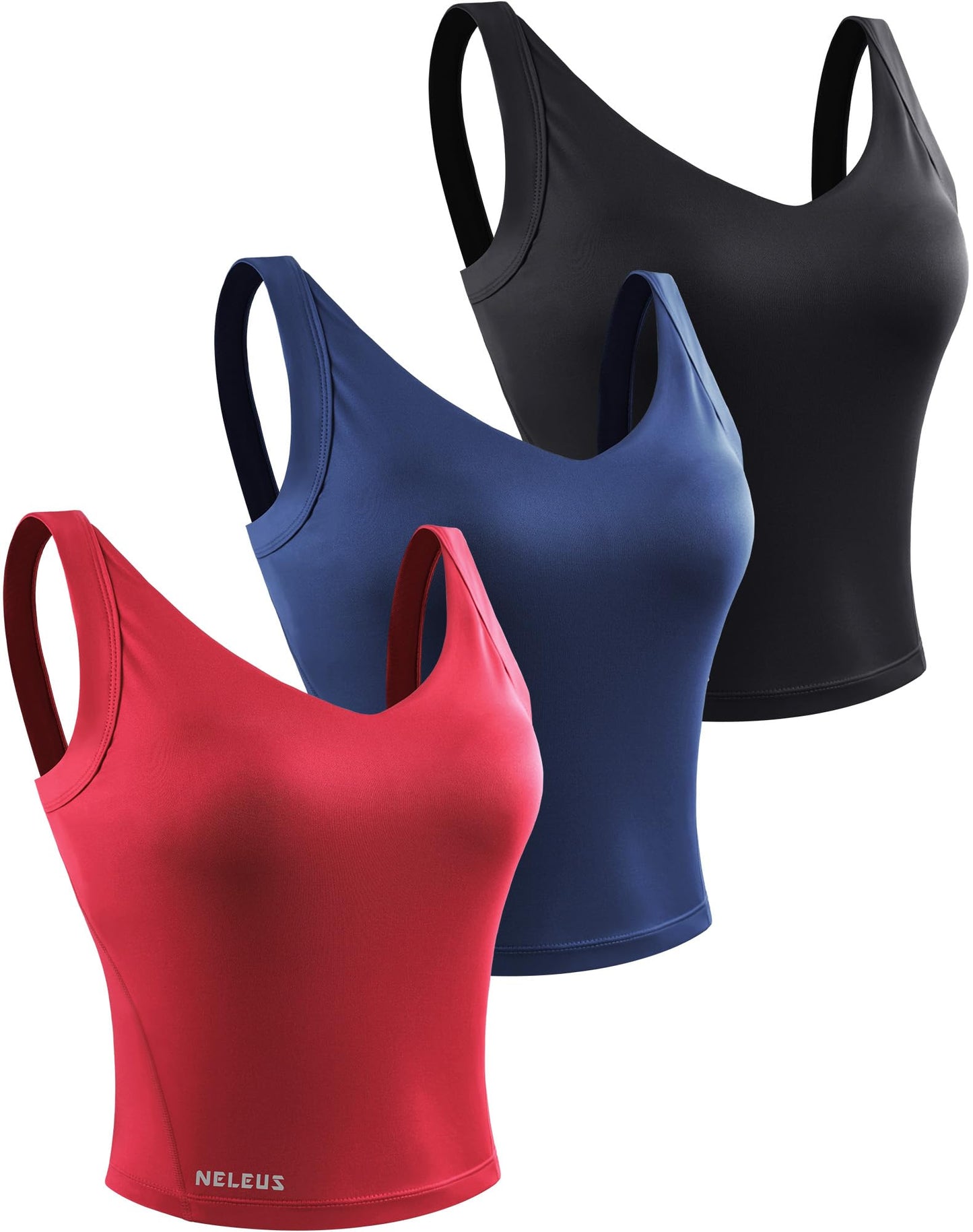 NELEUS Women's 3 Pack Athletic Compression Tank Top with Sport Bra Running Shirt