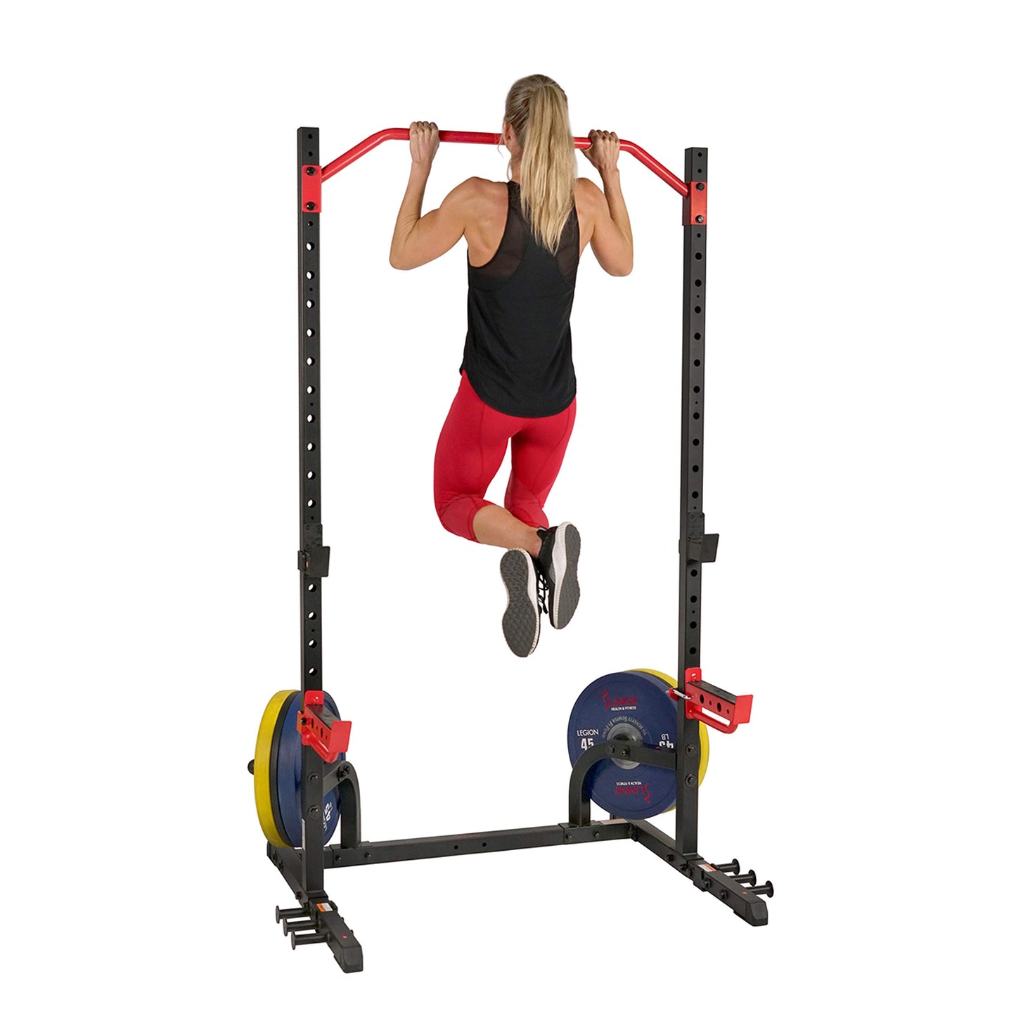 Sunny Health & Fitness Multifunctional Strength Training Home Gym – Complete Workout Equipment with Training Attachments, Optional Squat Stand, Power Rack Cage, Adjustable Incline Bench