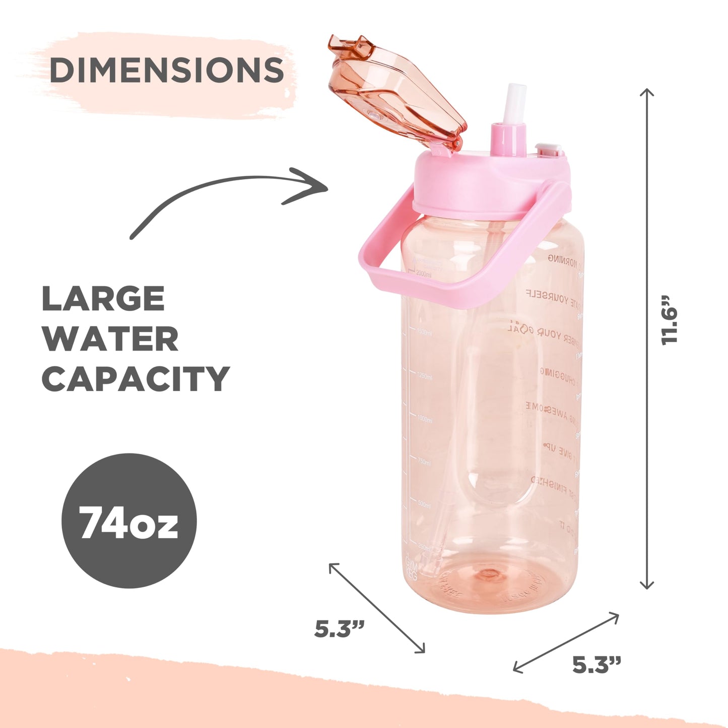 THE GYM KEG Water Bottle with Carrying Strap - 74 oz Bottle Jug with Sleeve & Phone Holder - BPA-free - Food-Grade - Sweat & Leak Proof - Reusable Water Jug for Workouts, Jogging, Travel, Gym - Black