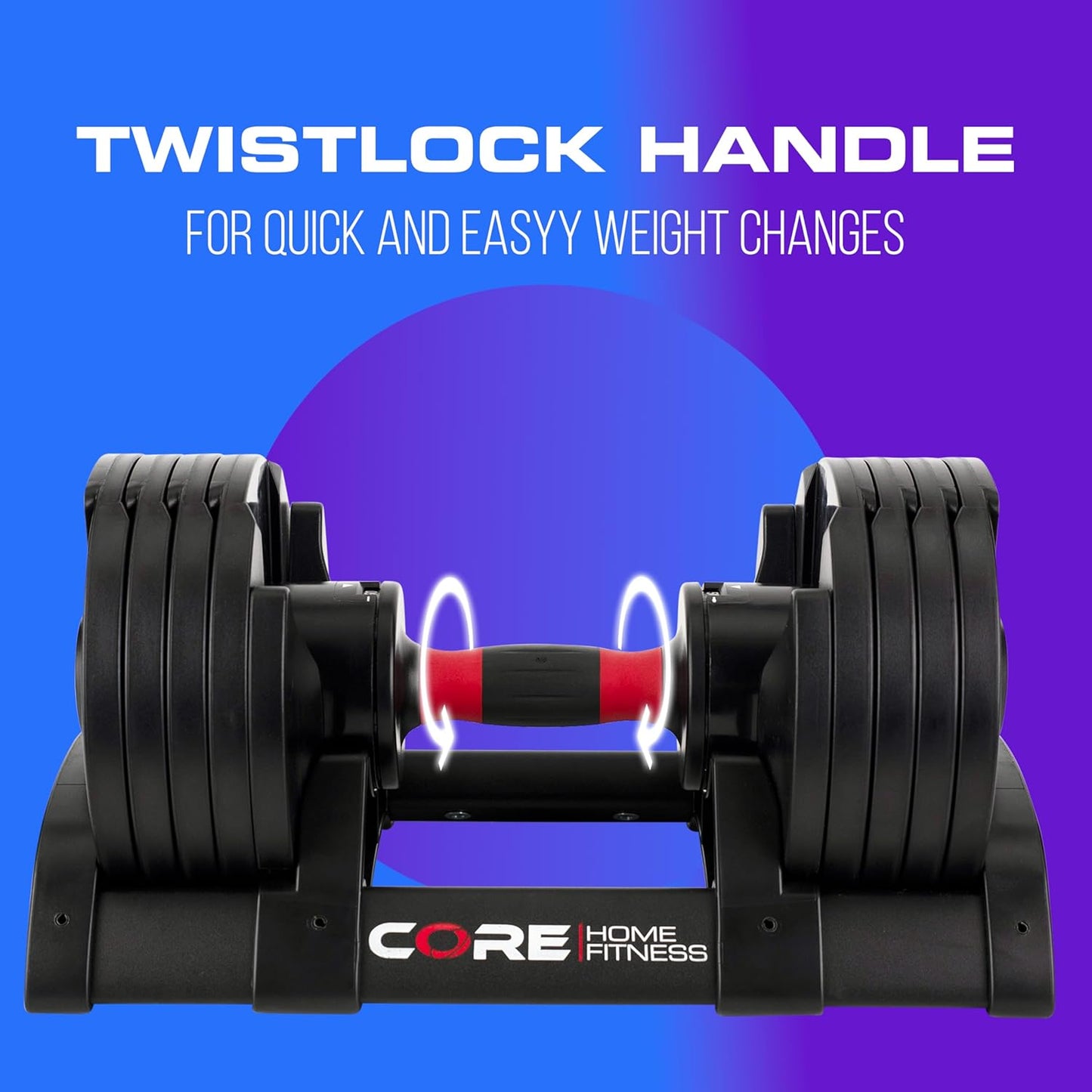 Core Fitness® Adjustable Dumbbell Weight Set by Affordable Dumbbells - Space Saver - Dumbbells for Your Home