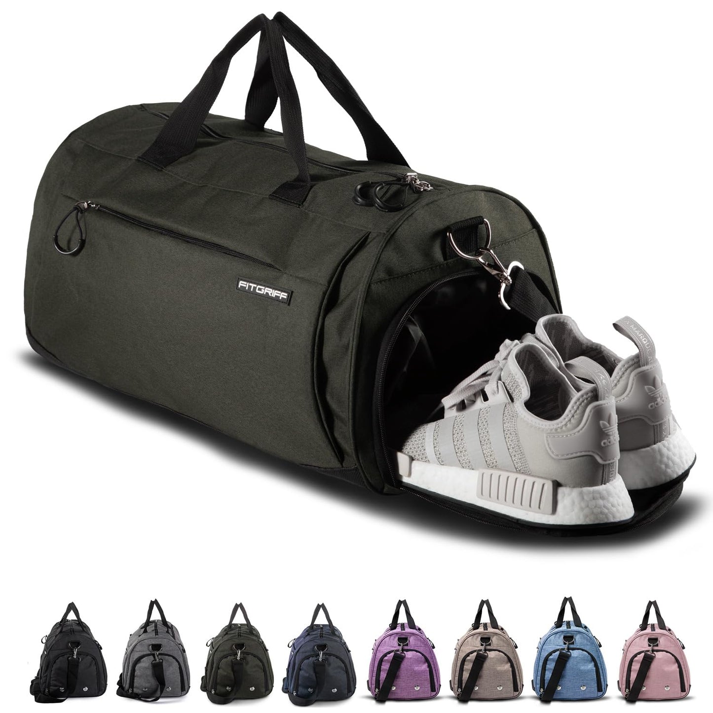 Fitgriff® Gym Bag for Men & Women with Shoe & Wet Compartment - Duffle Bag for Travel, Sports, Fitness & Workout