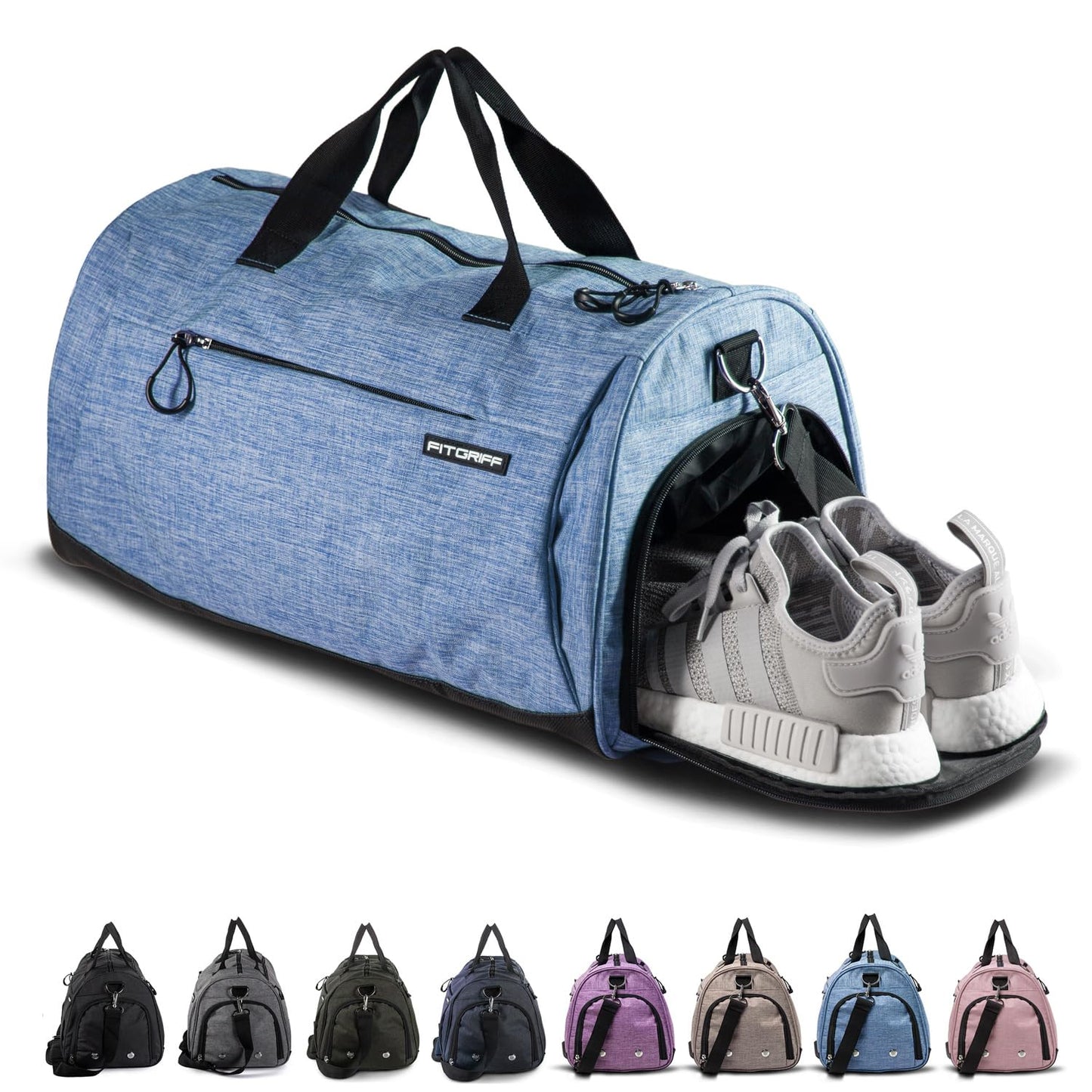 Fitgriff® Gym Bag for Men & Women with Shoe & Wet Compartment - Duffle Bag for Travel, Sports, Fitness & Workout