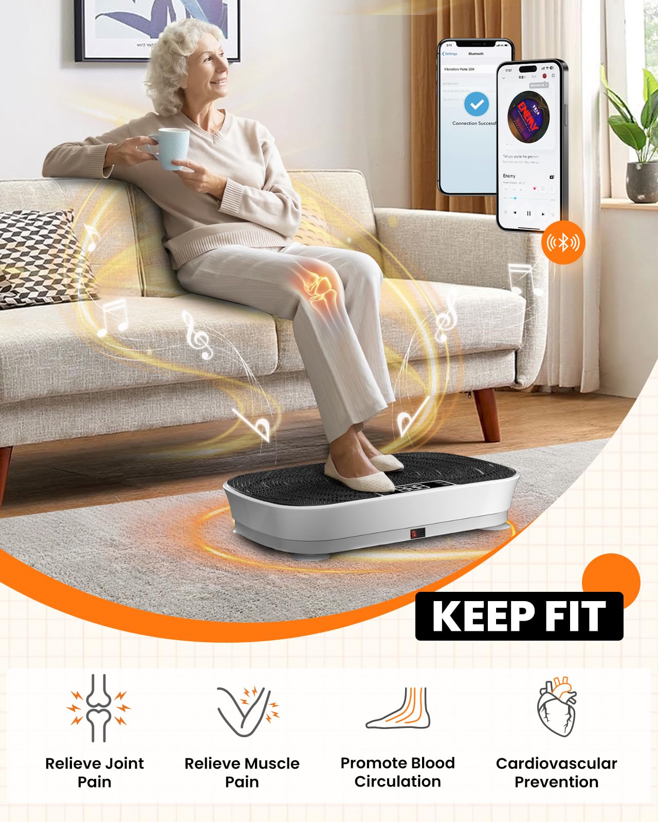 Vibration Plate Exercise Machine - Bluetooth Music & 400LBS Capacity Vibration Plate for Lymphatic Drainage & Weight Loss with 99 Speed Levels, Whole Body Waver Vibration Plate for Home Fitness