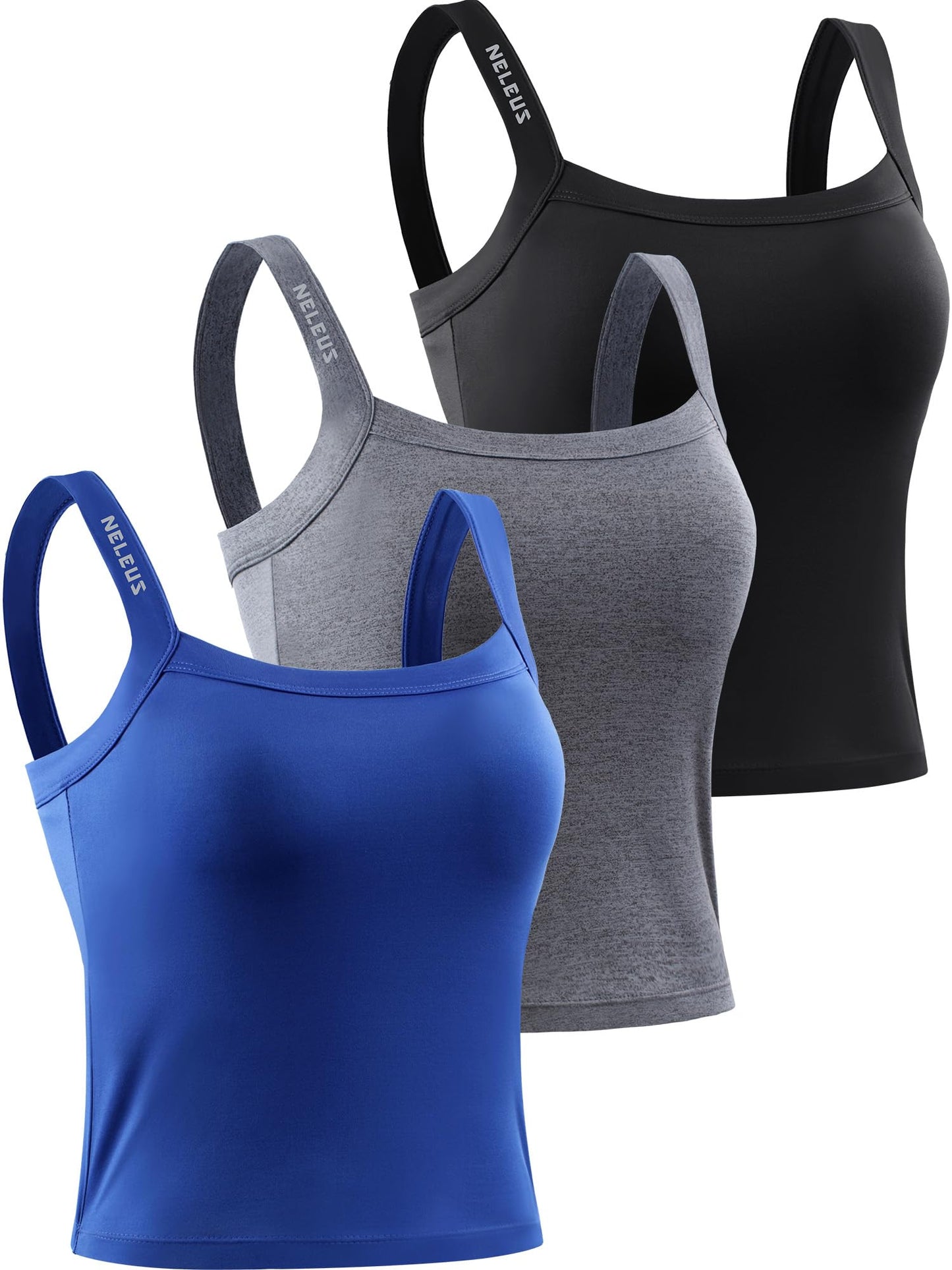 NELEUS Women's 3 Pack Athletic Compression Tank Top with Sport Bra Running Shirt