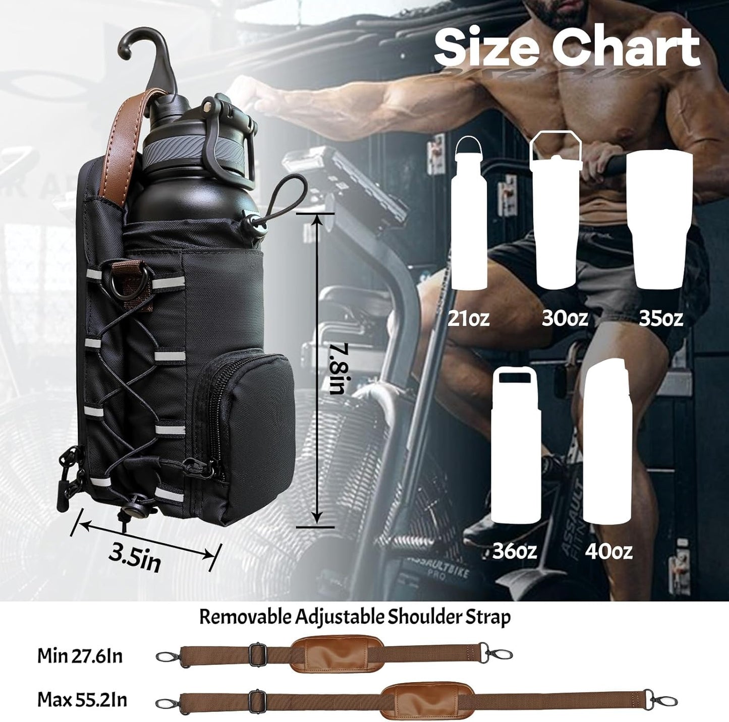 Magnetic Gym Bag, Water Bottle Holder Gym magnetic bag company, Magnetic Crossbody Gym Bag for Gym, Travel, Work and Sports