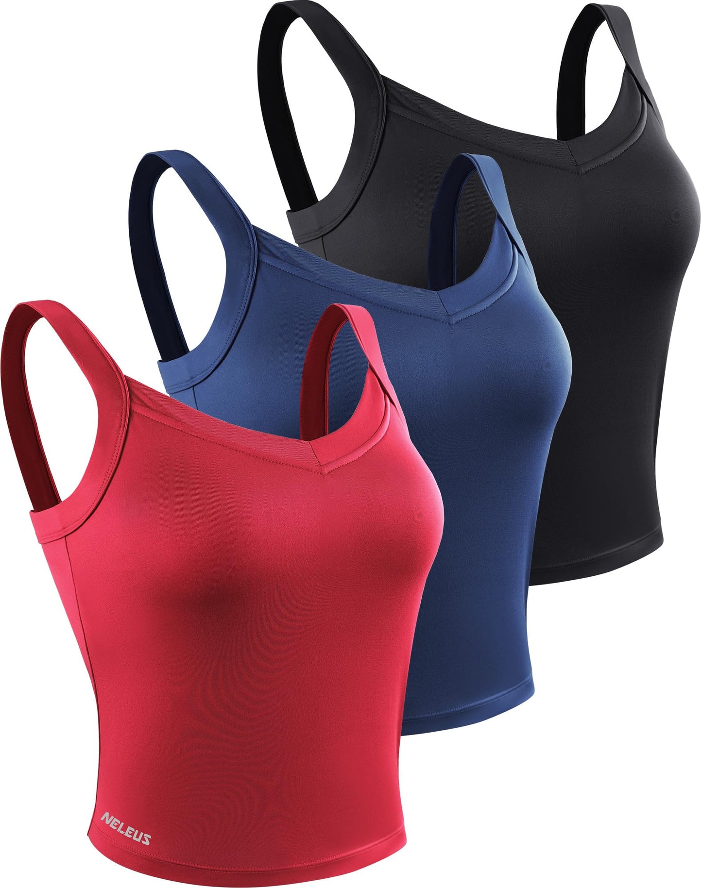 NELEUS Women's 3 Pack Athletic Compression Tank Top with Sport Bra Running Shirt