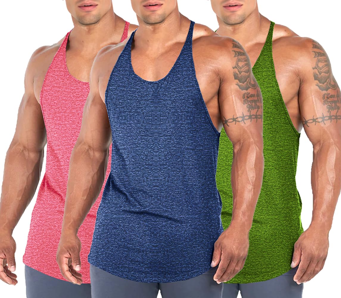 Men's Bodybuilding Stringer Tank Tops Workout Gym Shirt Y-Back Muscle Fitness Athletic Stretch Quick Dry Top