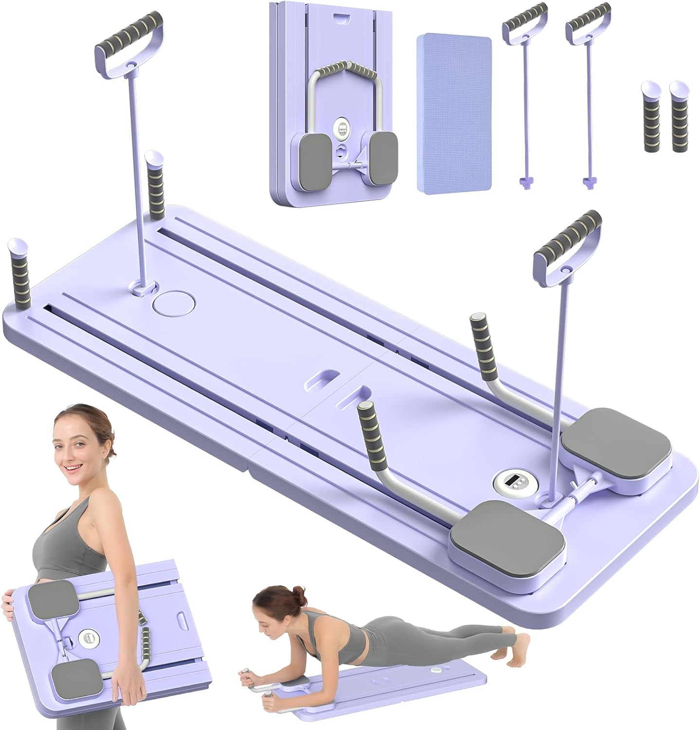 JANUA Pilates Board - 2024 Pilates Reformer Set, Multi-Purpose Foldable Pilates Reformer Board for Home, 5 in 1 Pilates Sliding Board (Purple)