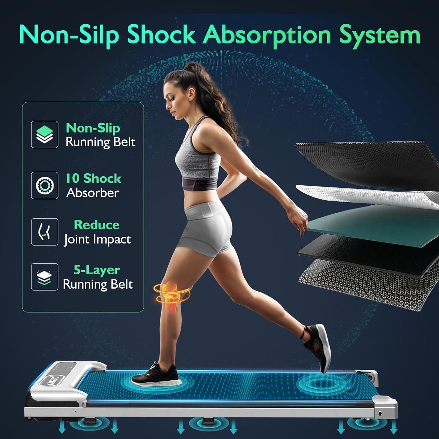 Under Desk Treadmill, Walking Pad for Home and Office, 2.5 HP Portable Walking Jogging Running Machine with Remote Control and LED Display, Sliver