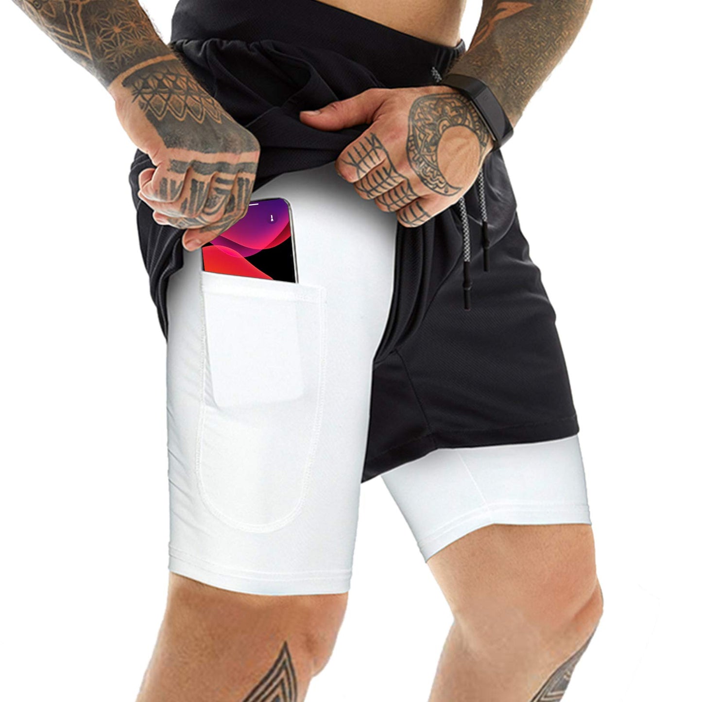 OEBLD Mens Athletic Shorts 2-in-1 Gym Workout Running 7'' Shorts with Towel Loop