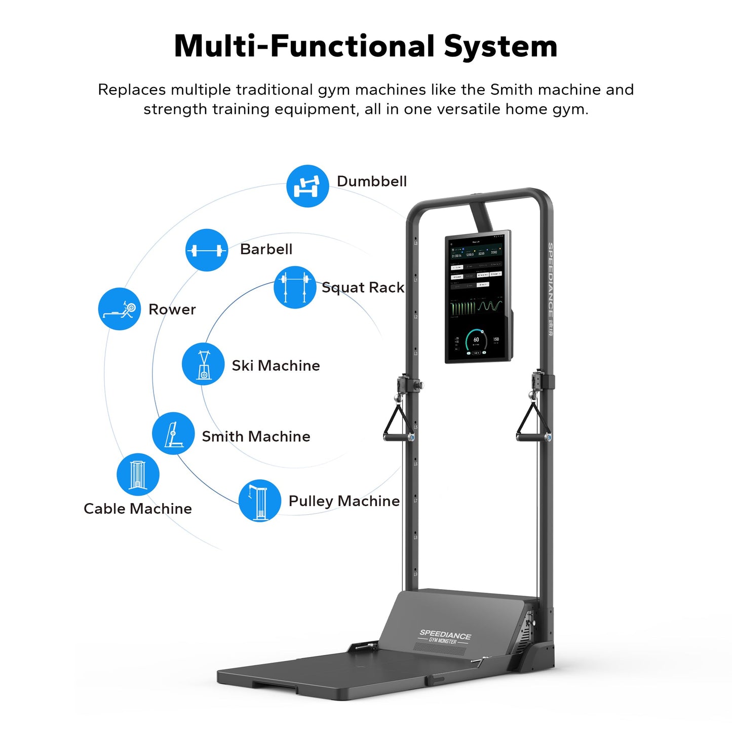 Smart Home Gym System, Gym Monster Multifunctional Smith Machine Home Gym Power Cage, All-in-one Cable Machine for Home Workout, Full Body Strength Training Fitness Exercise Machine