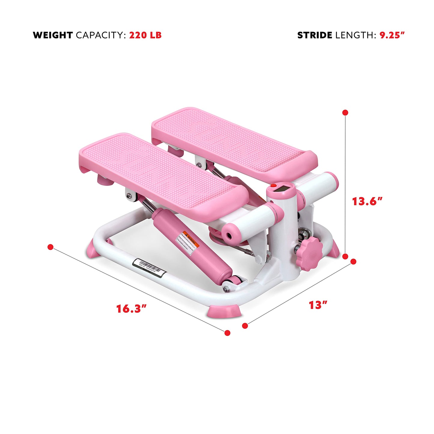 Sunny Health & Fitness Mini Steppers for Exercise at Home, Stair Step Workout Machine with Optional Resistance Bands, Full Body Cardio Equipment, Optional Free SunnyFit App Connection Smart Stepper