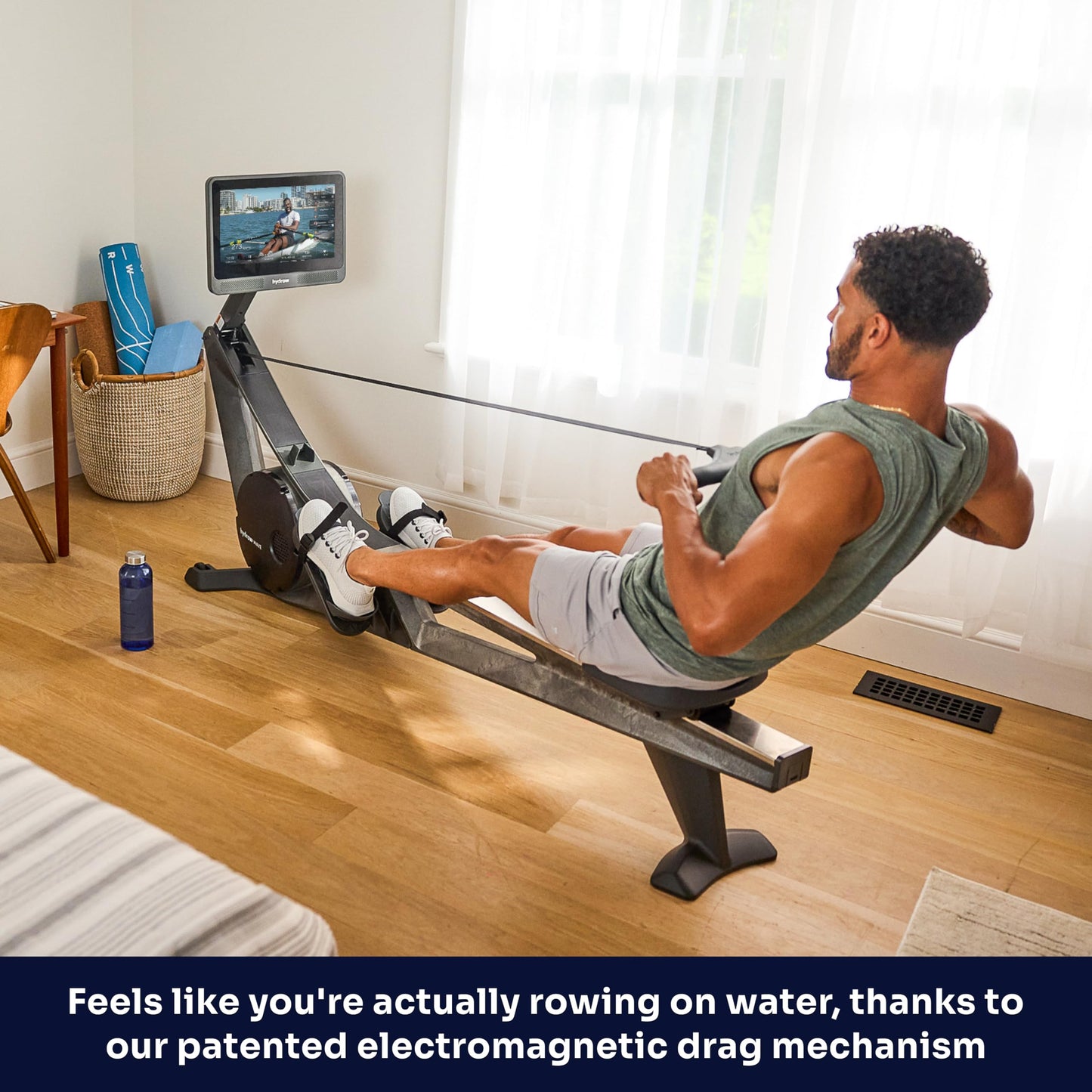 Hydrow Wave Rowing Machine with 16" HD Touchscreen & Speakers - Foldable | Live Home Workouts, Subscription Required