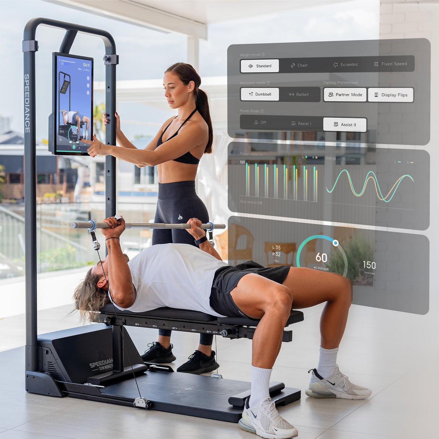 Smart Home Gym System, Gym Monster Multifunctional Smith Machine Home Gym Power Cage, All-in-one Cable Machine for Home Workout, Full Body Strength Training Fitness Exercise Machine