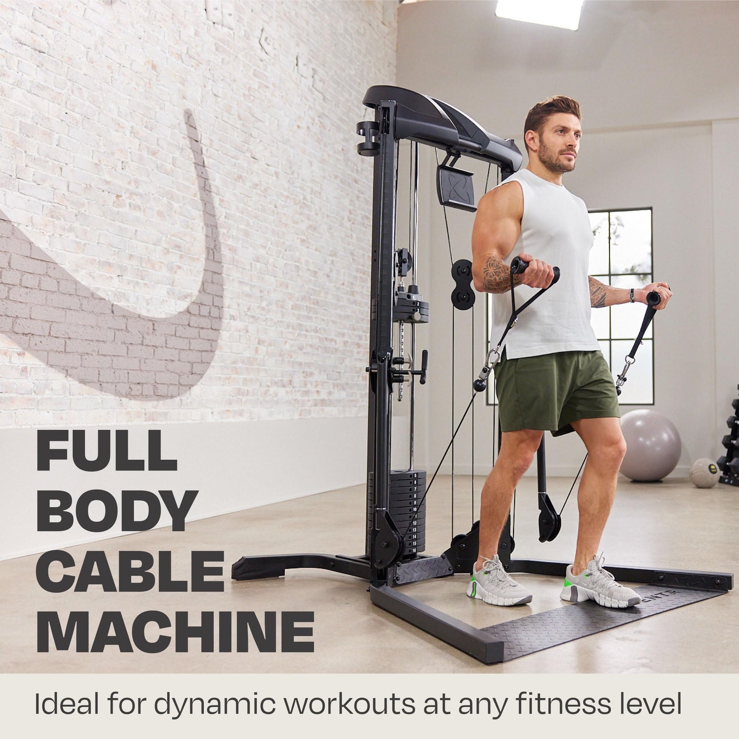 Centr Home Gym Functional Trainer - Multifunctional Cable Machine Home Gym System - Workout Weight Machine for Strength Training - Full Body Compact Exercise & Fitness Equipment Set