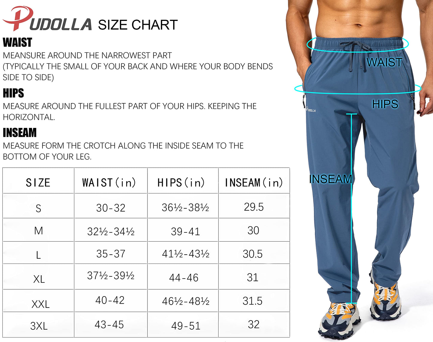 Pudolla Men's Workout Athletic Pants Elastic Waist Jogging Running Pants for Men with Zipper Pockets