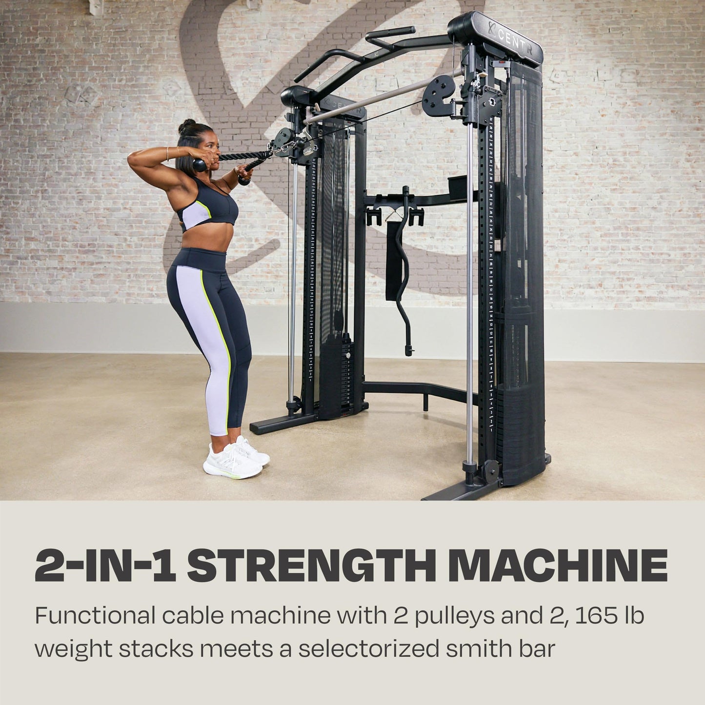 Centr Home Gym Functional Trainer - Multifunctional Cable Machine Home Gym System - Workout Weight Machine for Strength Training - Full Body Compact Exercise & Fitness Equipment Set