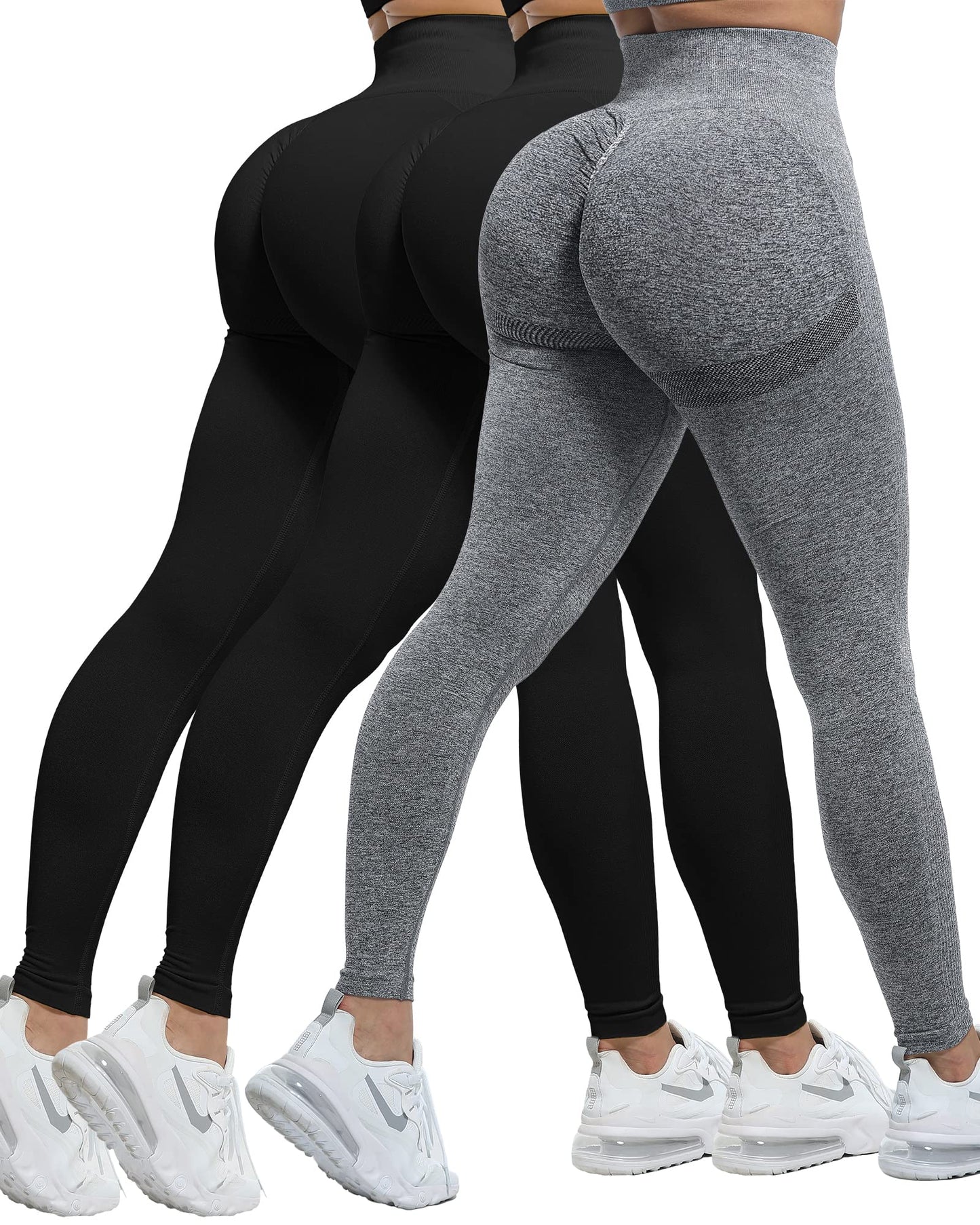 CHRLEISURE 3 Piece Workout Leggings Sets for Women, Gym Scrunch Butt Butt Lifting Seamless Leggings