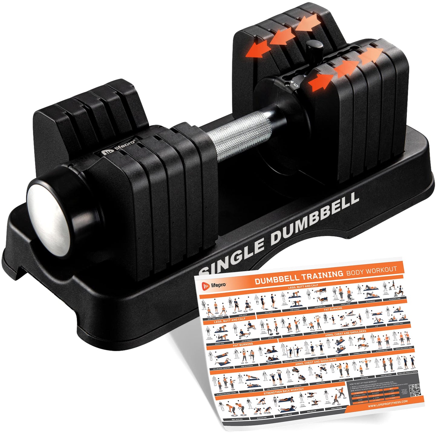 Lifepro Adjustable Dumbbells Set/Single - 15lb 43lb 55lb 25 lb Dumbbell Sets with Rack - Quick Adjust, Secure Grip weights dumbbells set - Compact Hand Weights for Women/Men at Home Gym