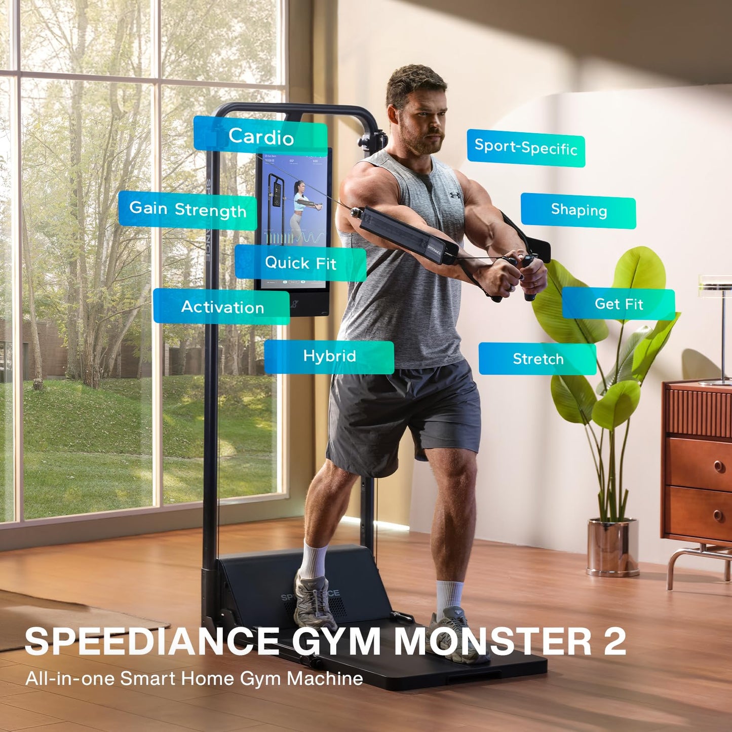 Gym Monster 2 Smart Home Gym, Upgraded AI-Powered Home Workout Machine, Multi-Functional Smith Machine, Full Body Strength Training Fitness Equipment, All-in-One Workout Station