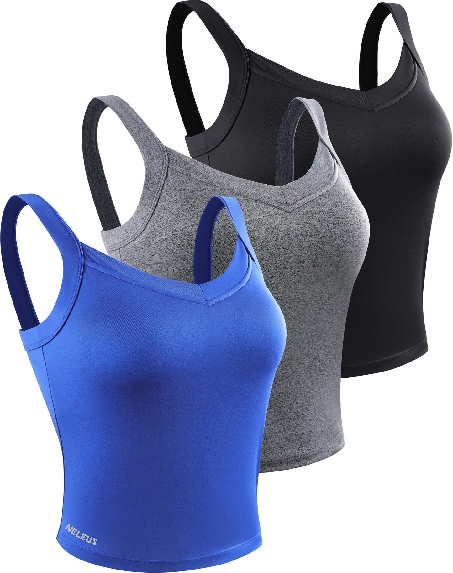 NELEUS Women's 3 Pack Athletic Compression Tank Top with Sport Bra Running Shirt