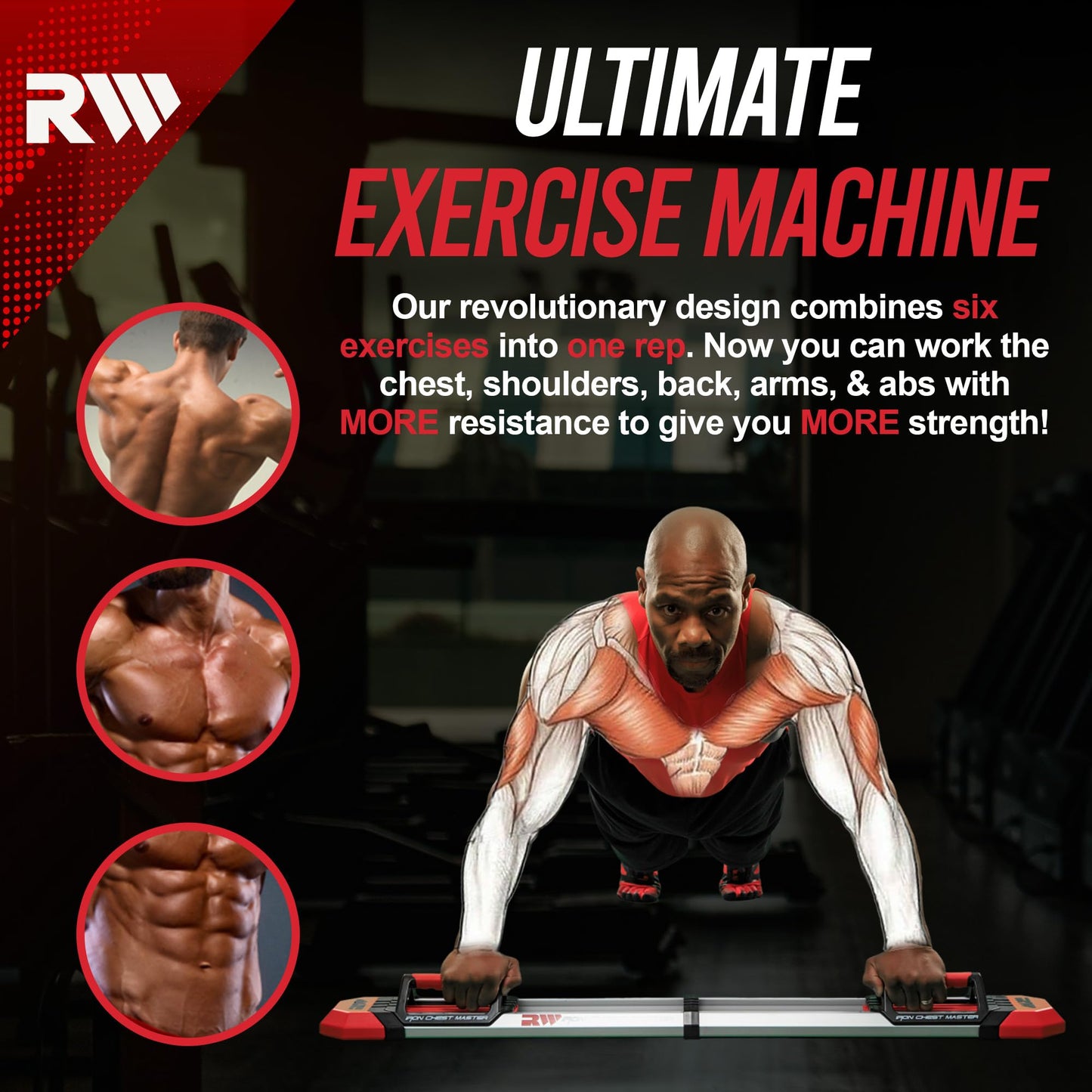 IRON CHEST MASTER Push Up Machine | Home Fitness Equipment for Chest Workouts | Home Gym Equipment Includes Adjustable Resistance Bands and a Unique Fitness Program