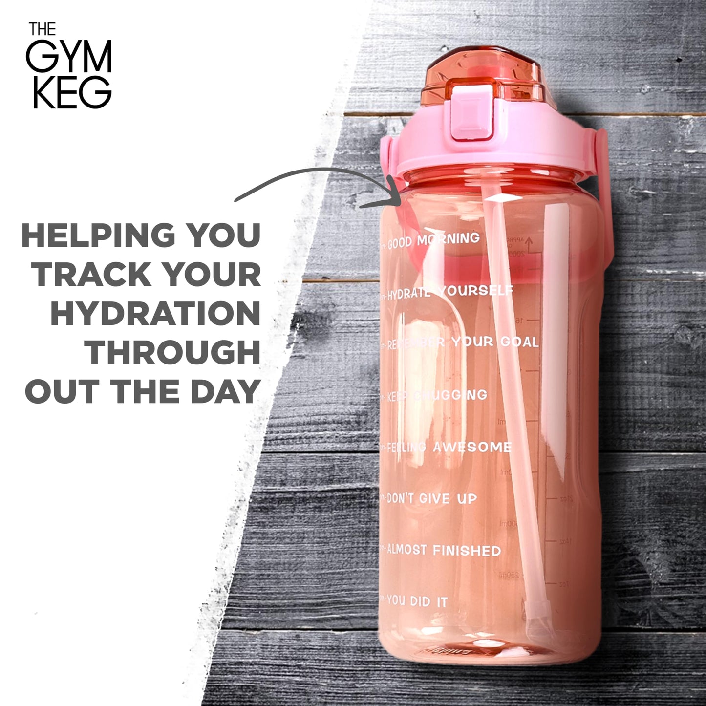 THE GYM KEG Water Bottle with Carrying Strap - 74 oz Bottle Jug with Sleeve & Phone Holder - BPA-free - Food-Grade - Sweat & Leak Proof - Reusable Water Jug for Workouts, Jogging, Travel, Gym - Black