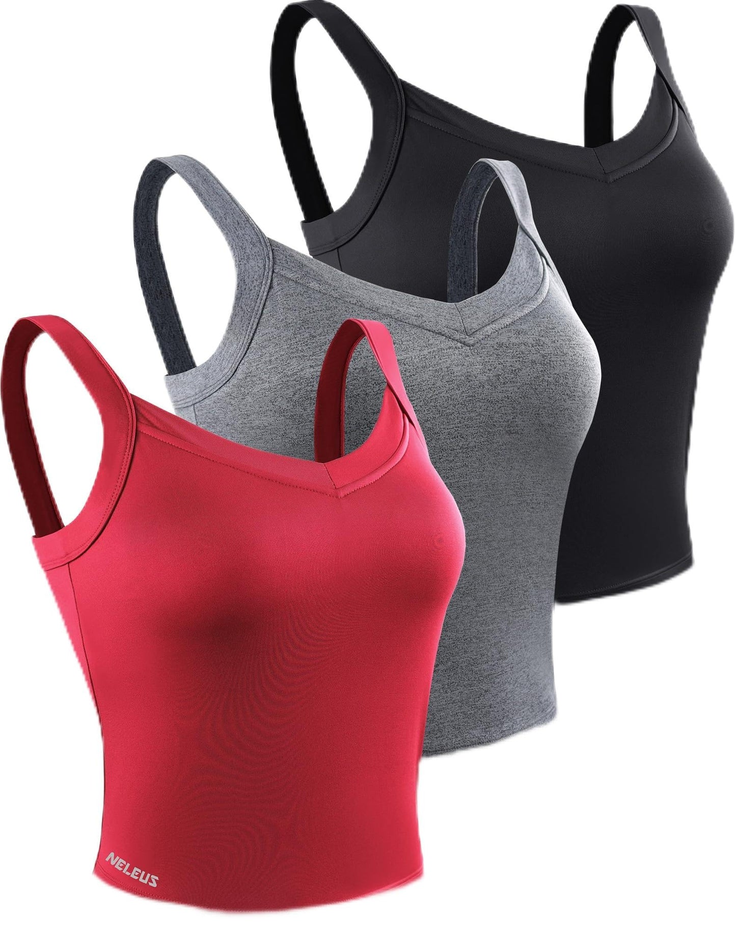 NELEUS Women's 3 Pack Athletic Compression Tank Top with Sport Bra Running Shirt